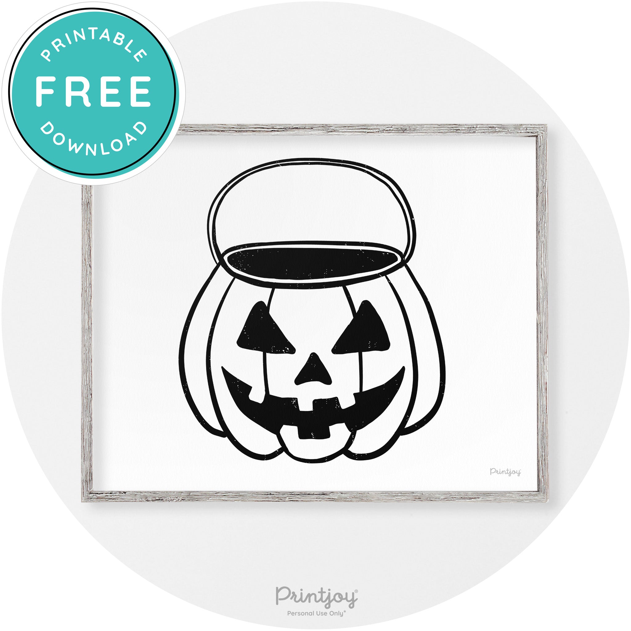 Jack O Lantern Treat Bucket Vintage Halloween Wall Art Free Printable - Printjoy
