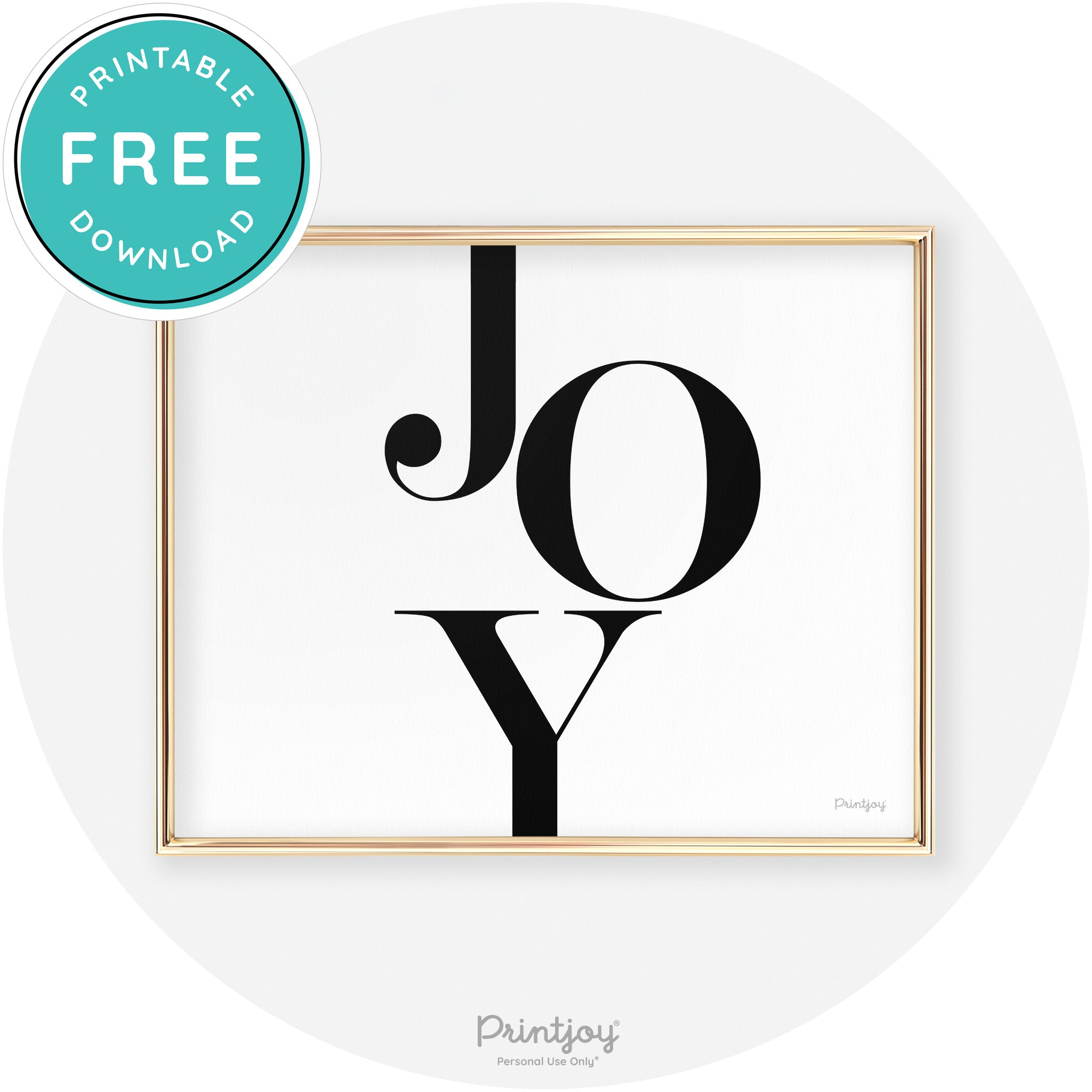Joy Typography Cute Simple Modern Wall Art Decor Free Printable - Printjoy
