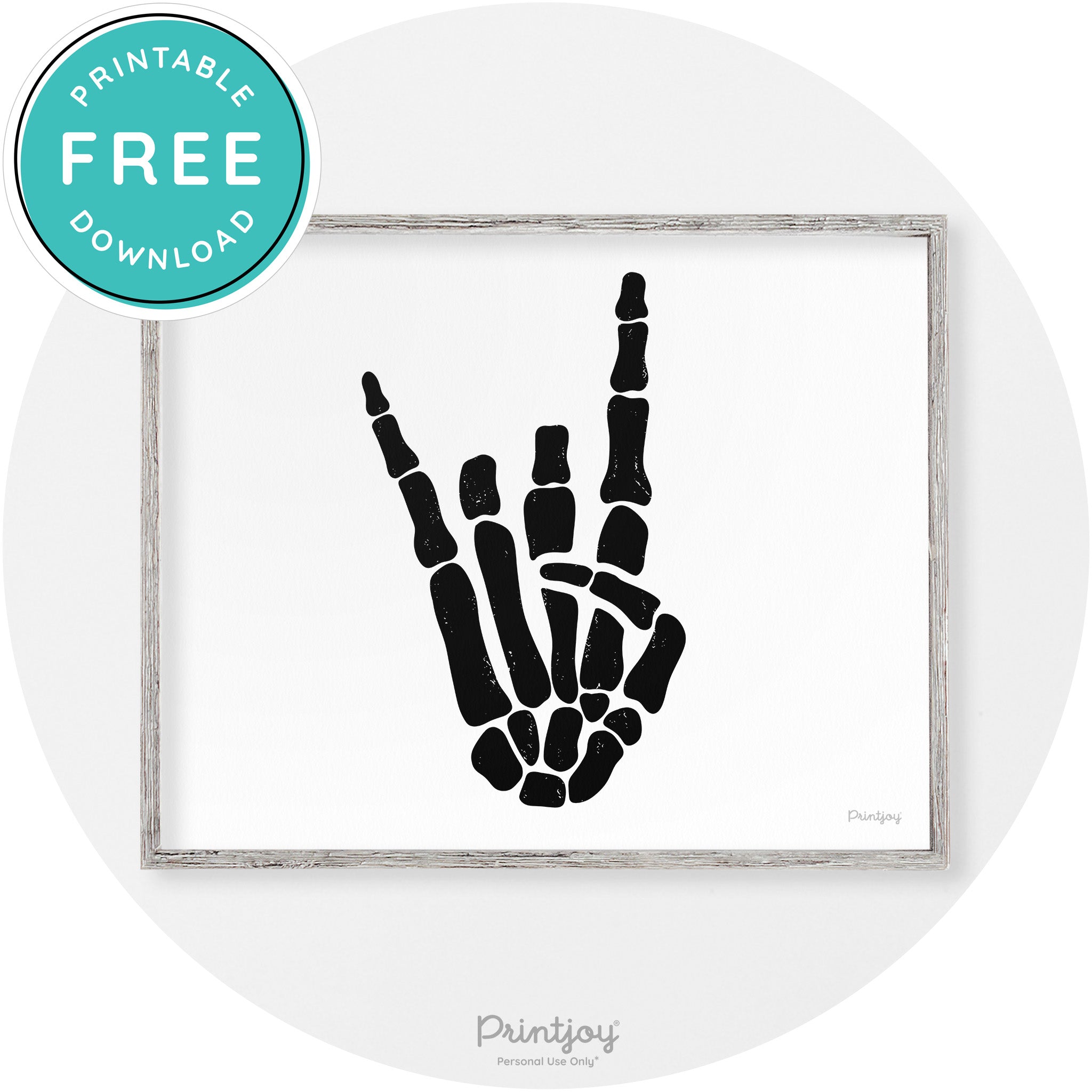 Skeleton Rock On Hand Bones Vintage Halloween Wall Art Free Printable - Printjoy