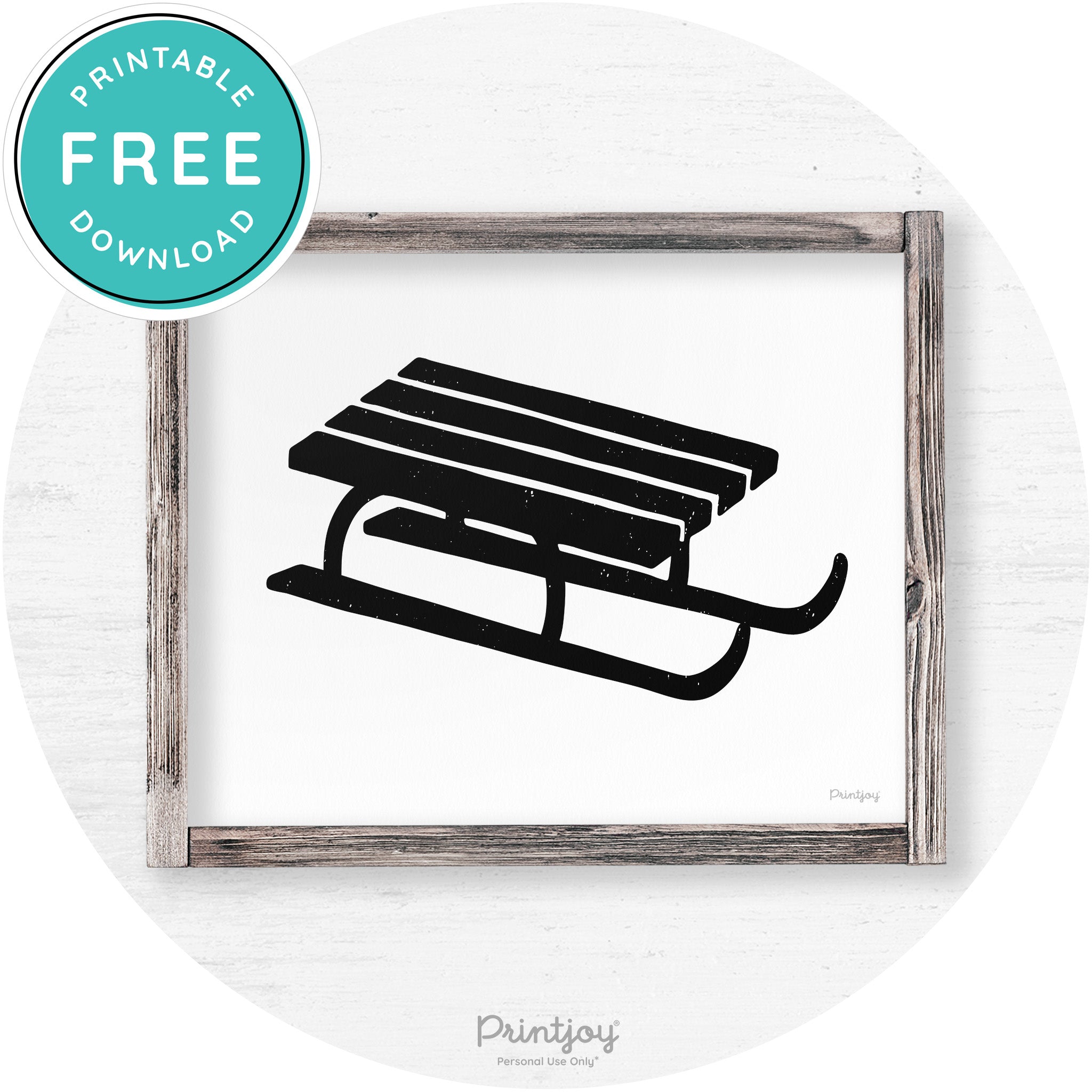 Winter Old Fashioned Sled Rustic Farmhouse Wall Art Free Printable - Printjoy