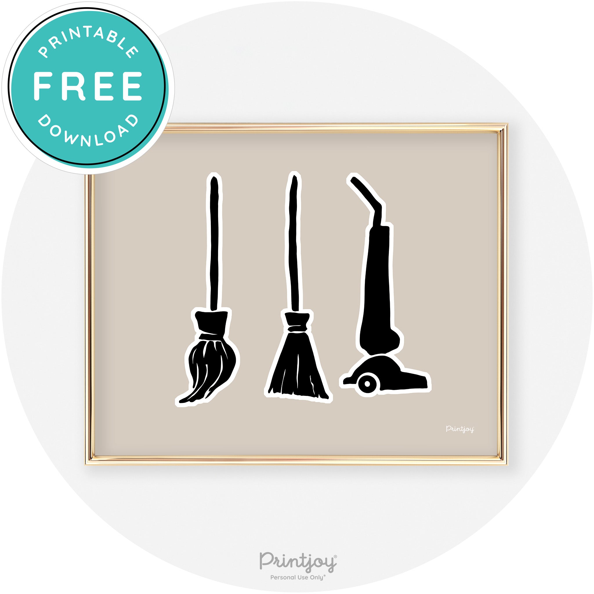 Witch Brooms Fun Cute Chic Halloween Wall Art Decor Free Printable - Printjoy