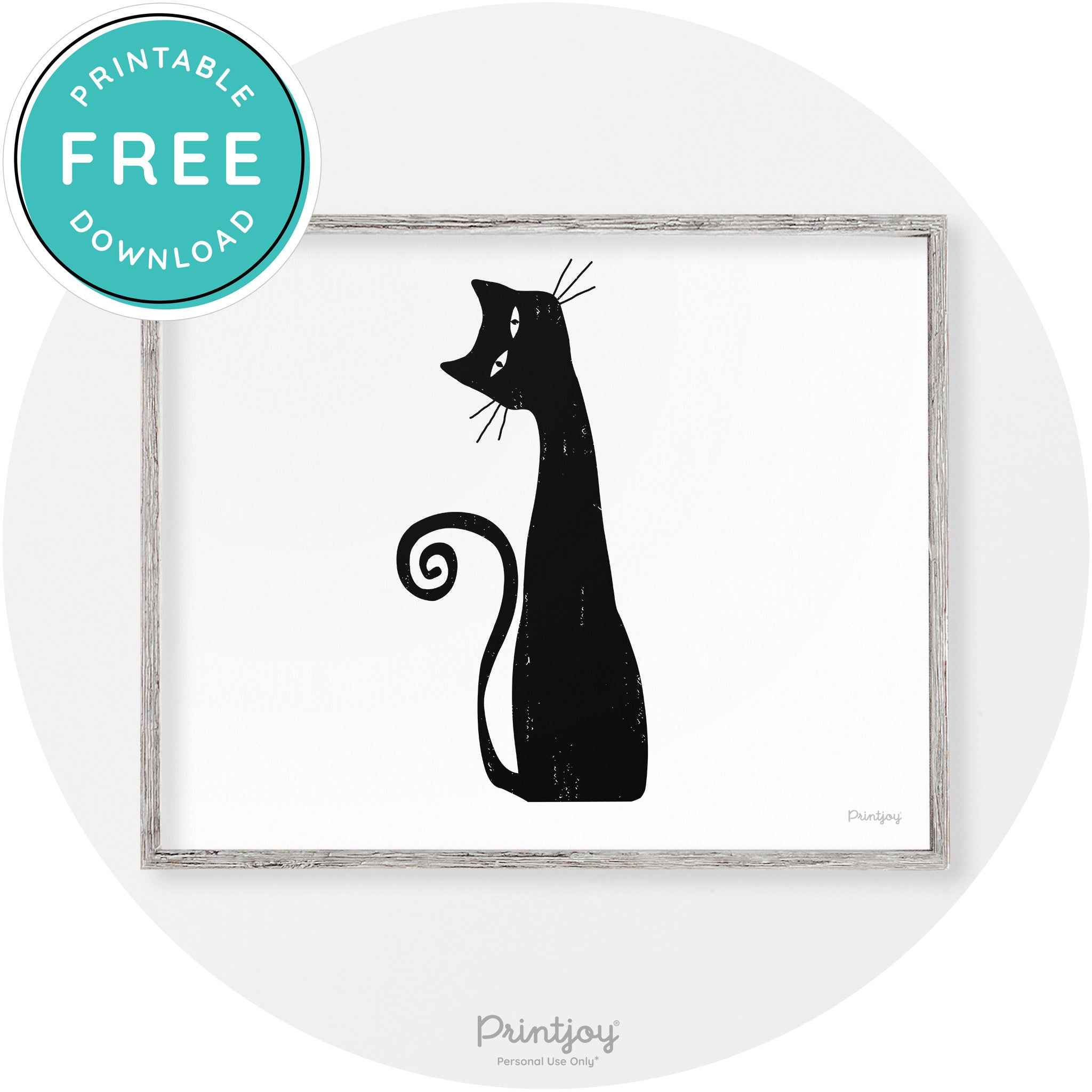 Creepy Skinny Cat Modern Vintage Halloween Wall Art Free Printable - Printjoy