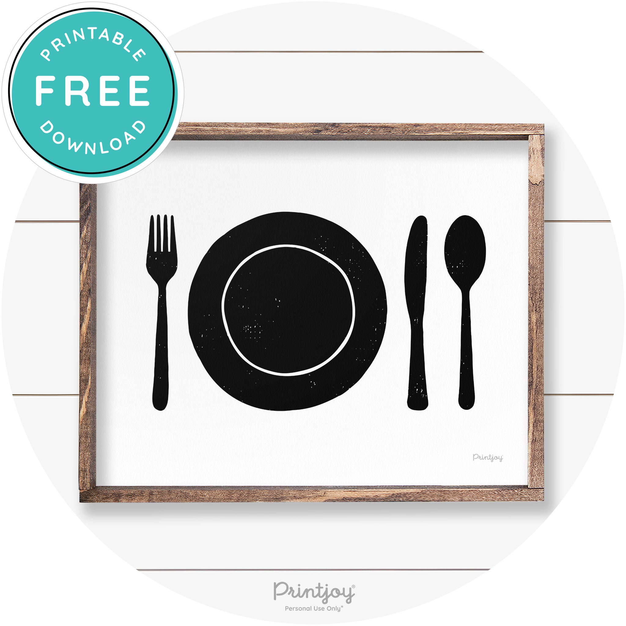 Dinner Plate Silhouette Kitchen Farmhouse Wall Art Free Printable - Printjoy