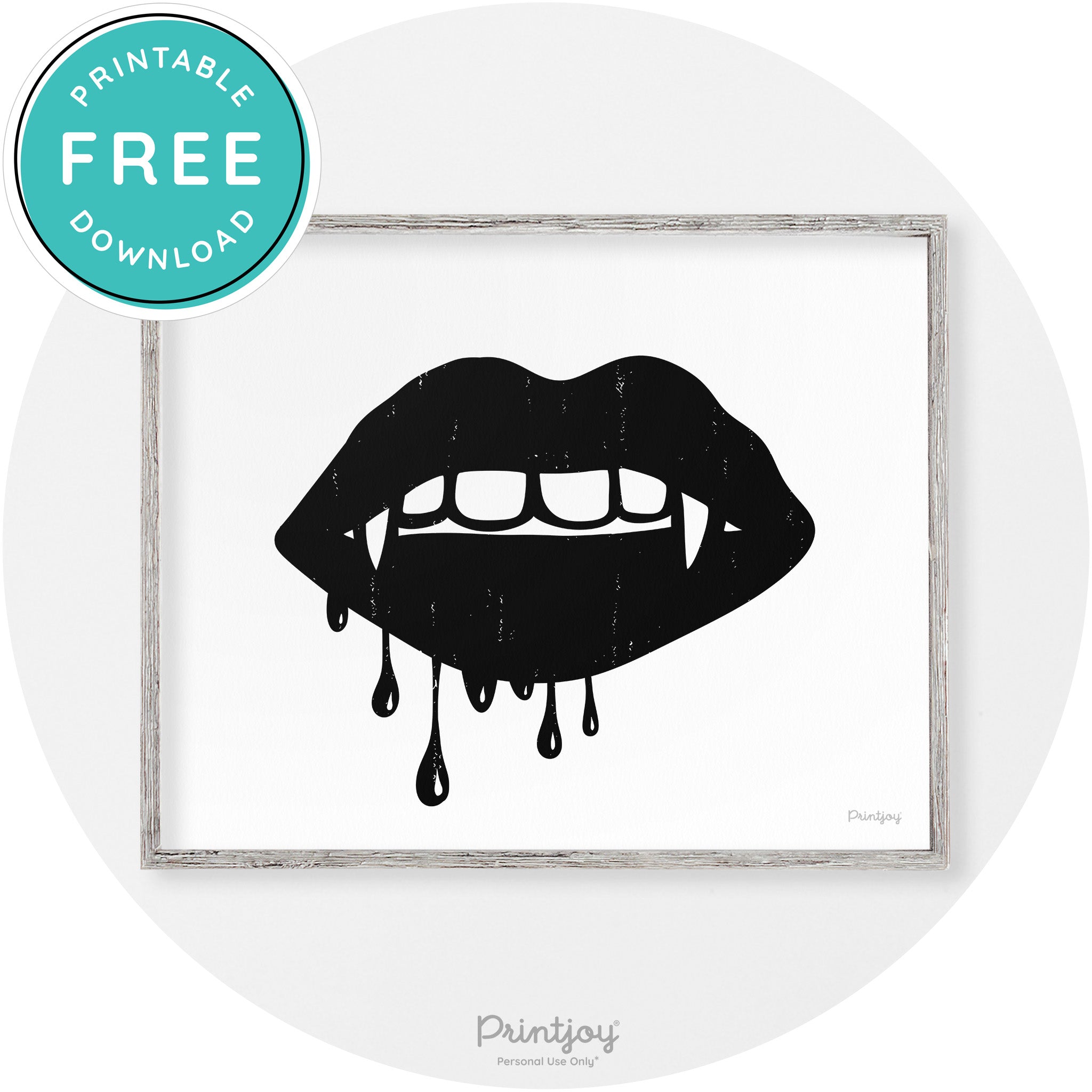 Dracula Fangs Teeth Modern Vintage Halloween Wall Art Free Printable - Printjoy