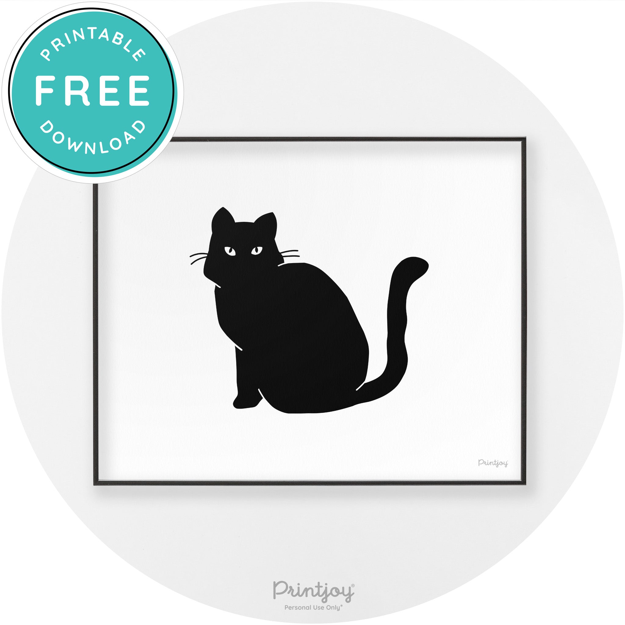 Halloween Spooky Cat Modern Chic Wall Art Decor Printable - Printjoy