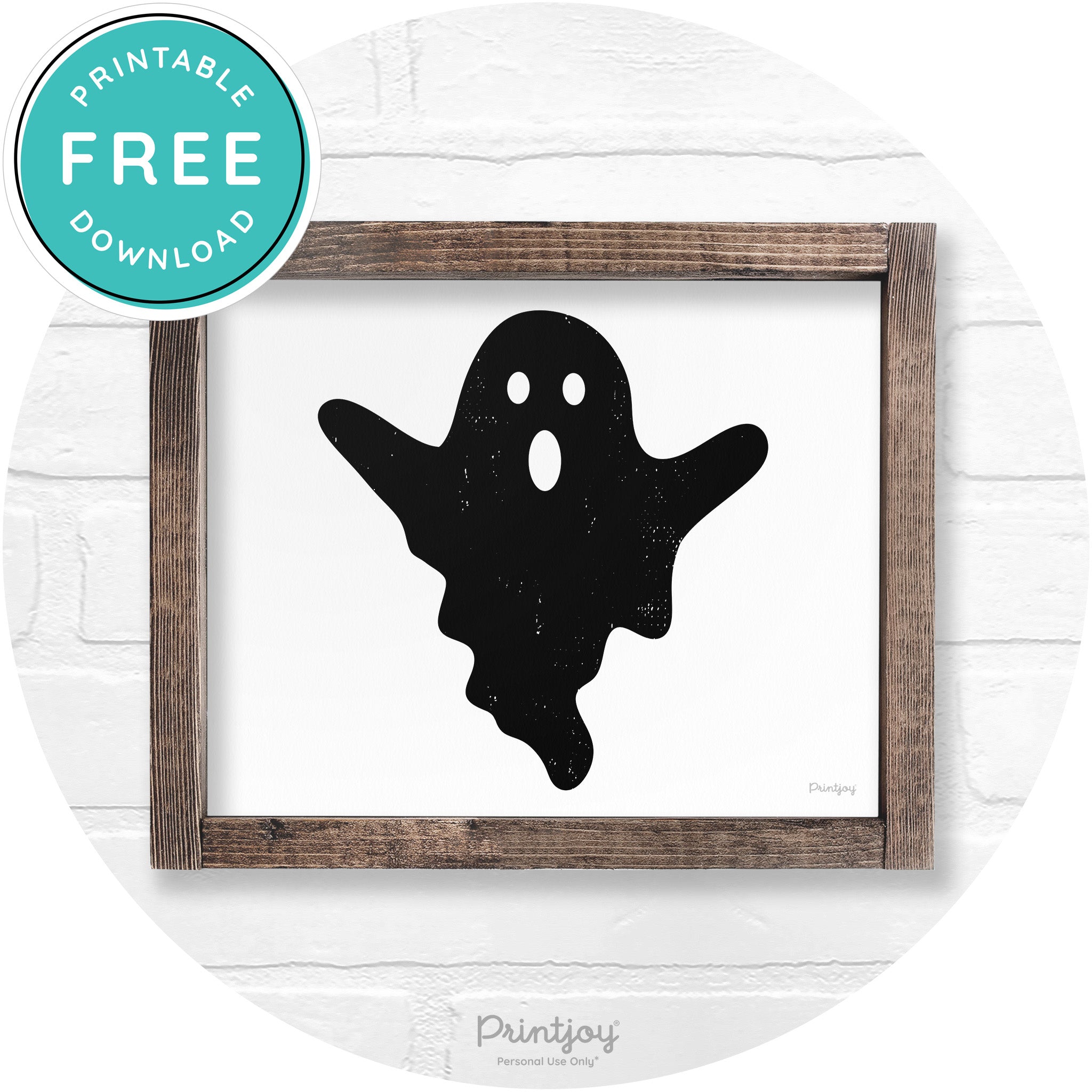 Halloween Cute Ghost Rustic Farmhouse Wall Art Free Printable - Printjoy