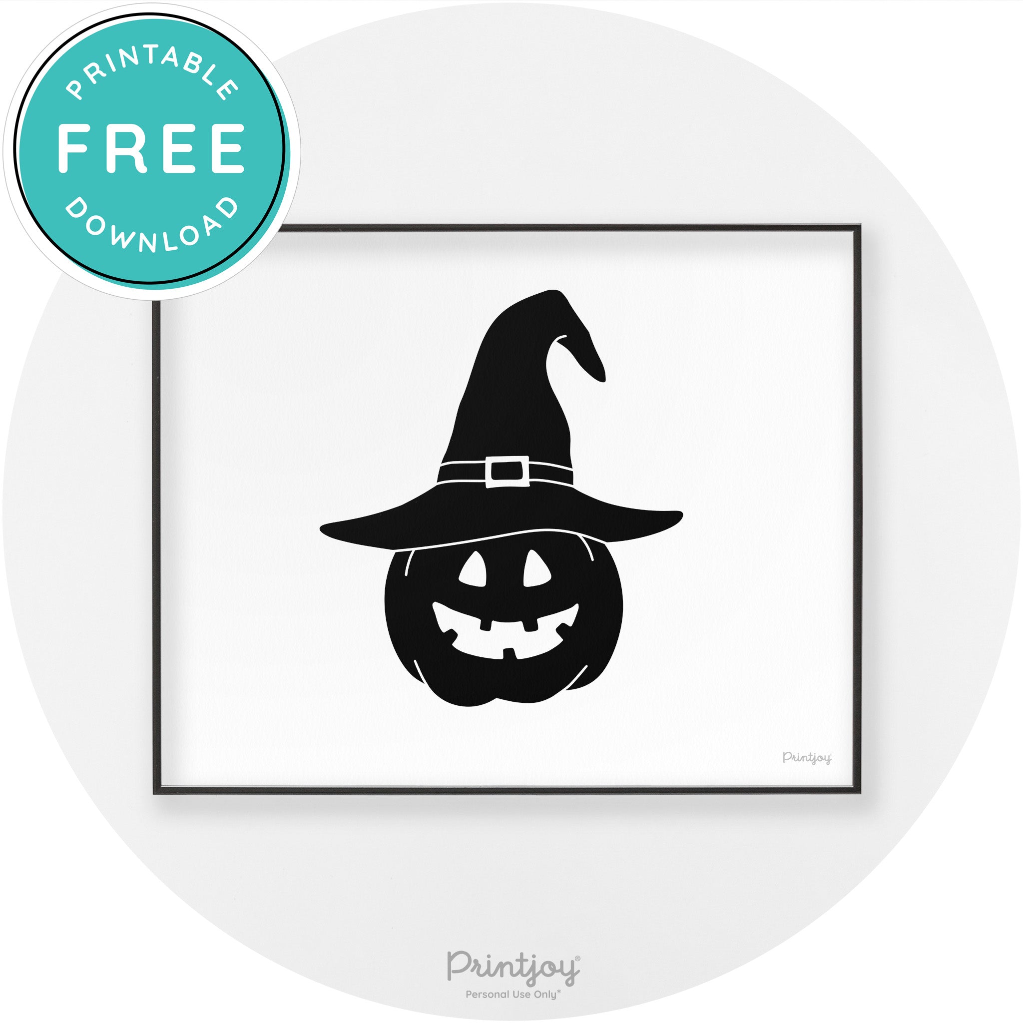 Halloween Cute Witch Jack O Lantern Chic Wall Art Printable - Printjoy