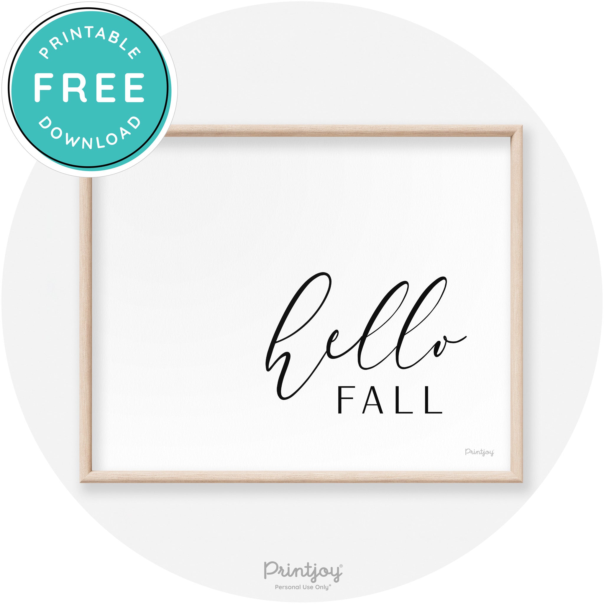 Hello Fall Cursive Modern Transitional Fall Wall Art Decor Free Printable - Printjoy
