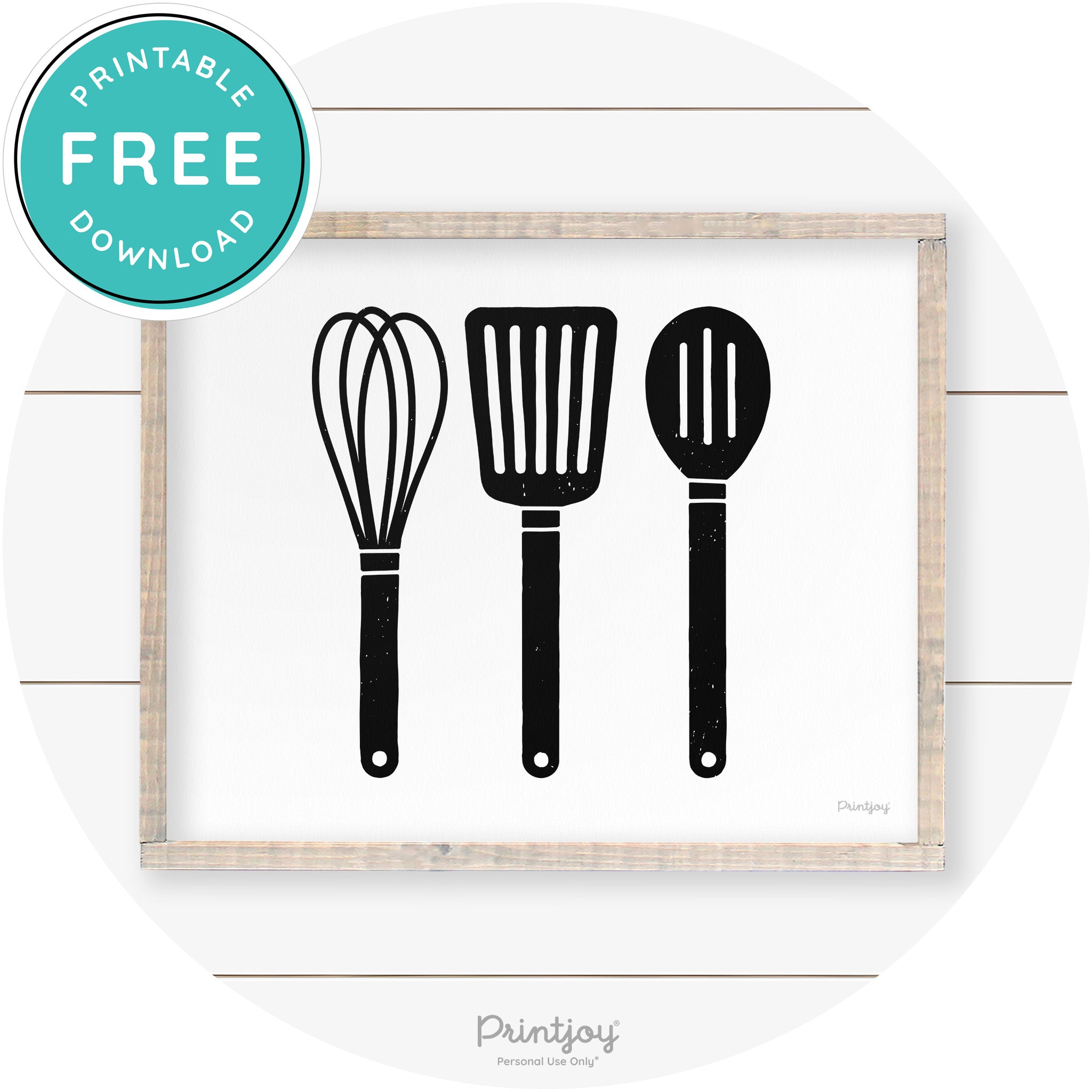 Whisk Spatula Spoon Kitchen Utensils Farmhouse Wall Art Free Printable - Printjoy