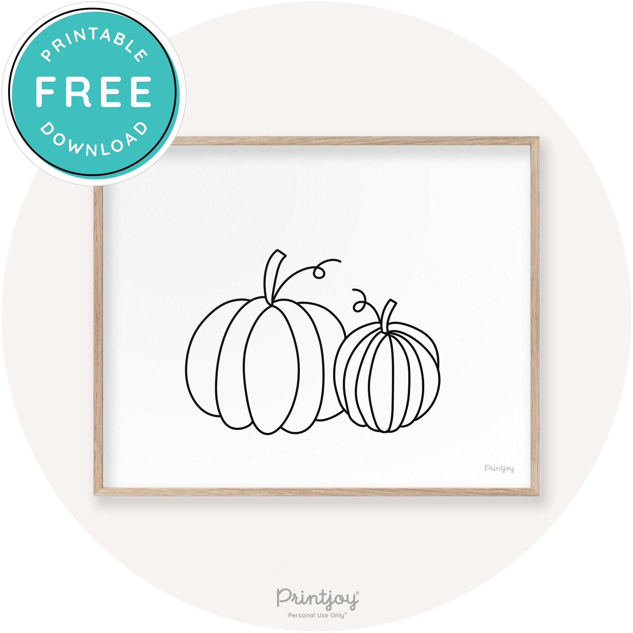 Pumpkin Pair Line Art Cute Fall Modern Chic Wall Art Printable - Printjoy