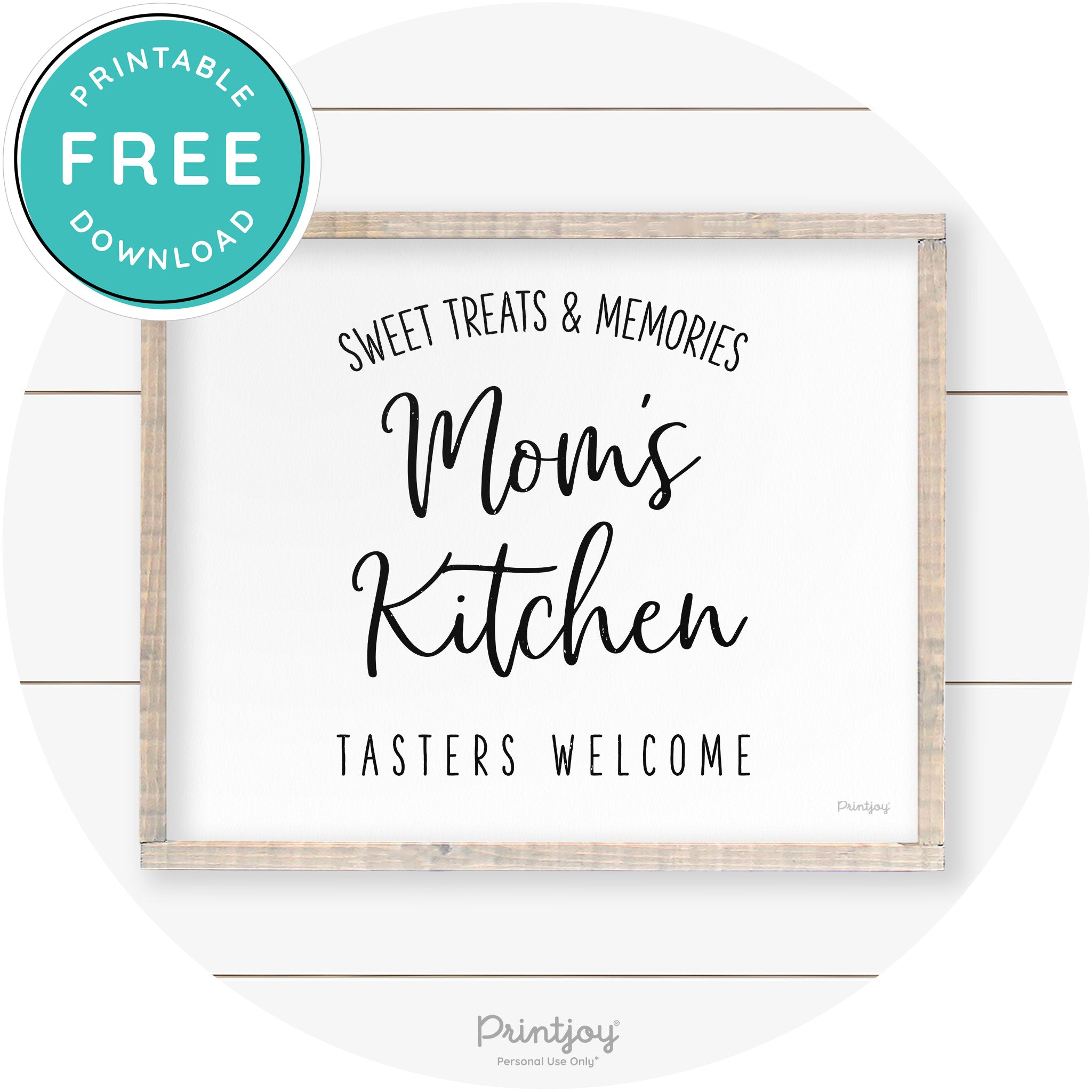 Mom's Kitchen Tasters Welcome Farmhouse Wall Art Free Printable - Printjoy
