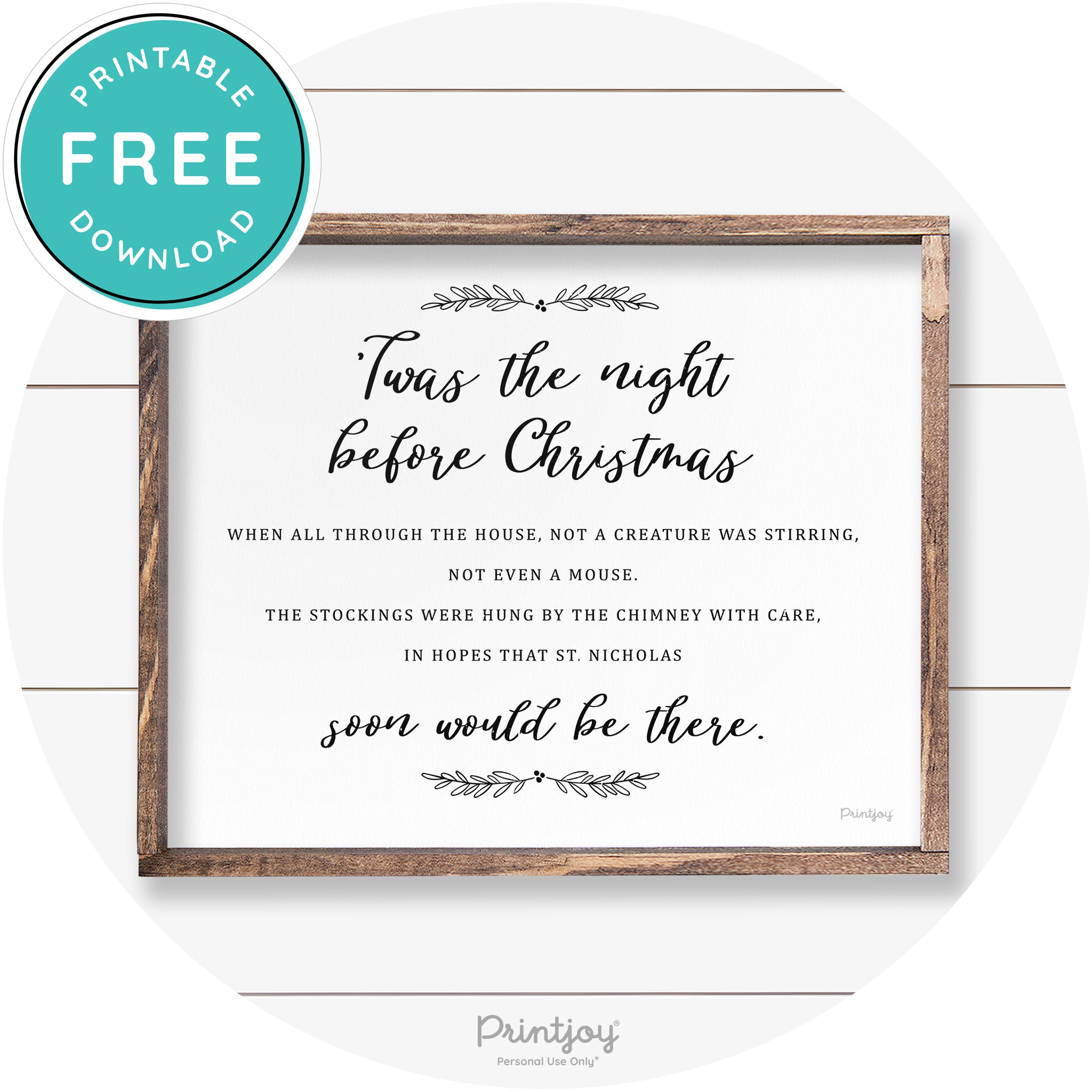 'Twas The Night Before Christmas Farmhouse Wall Art Free Printable - Printjoy