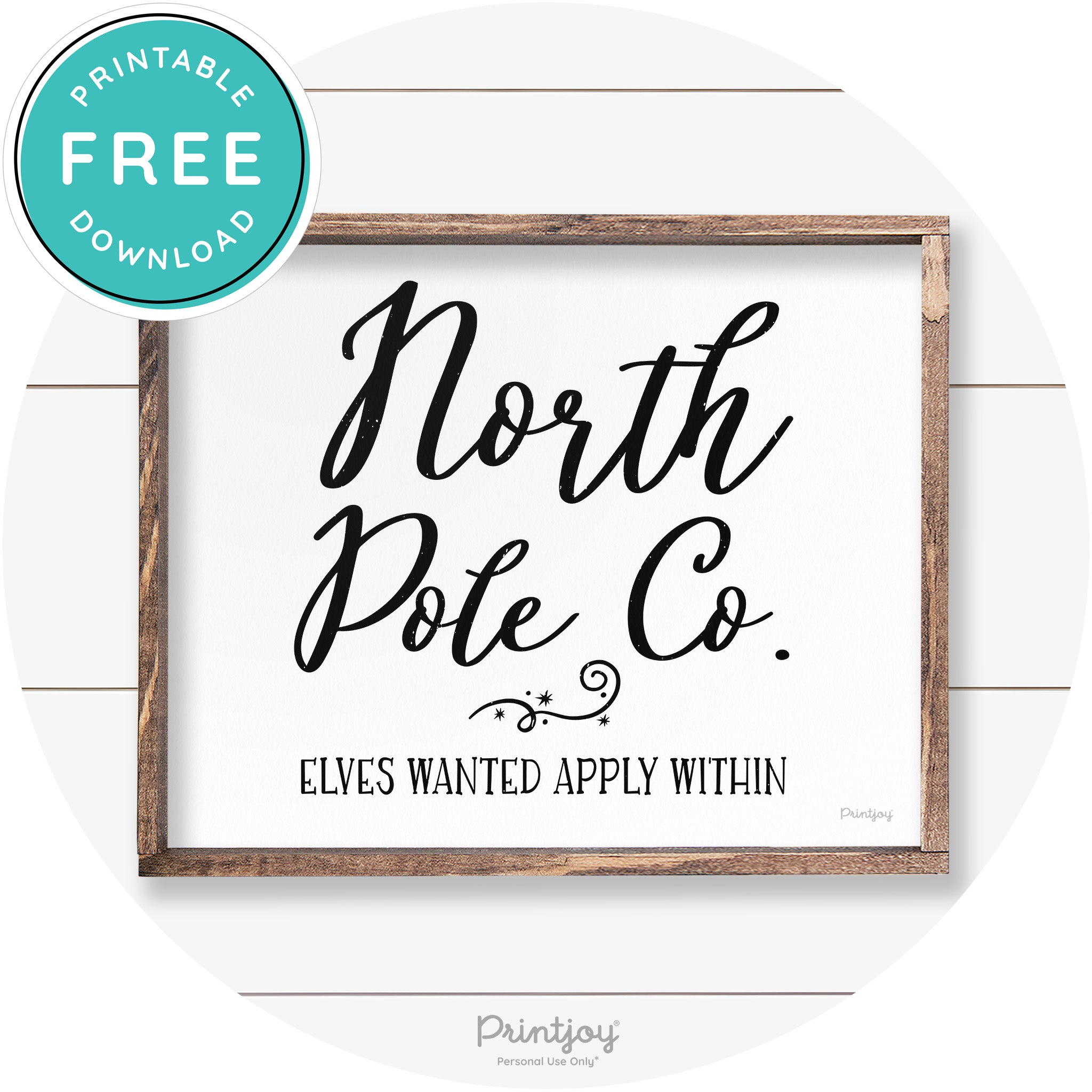 North Pole Co Elves Christmas Farmhouse Wall Art Free Printable - Printjoy