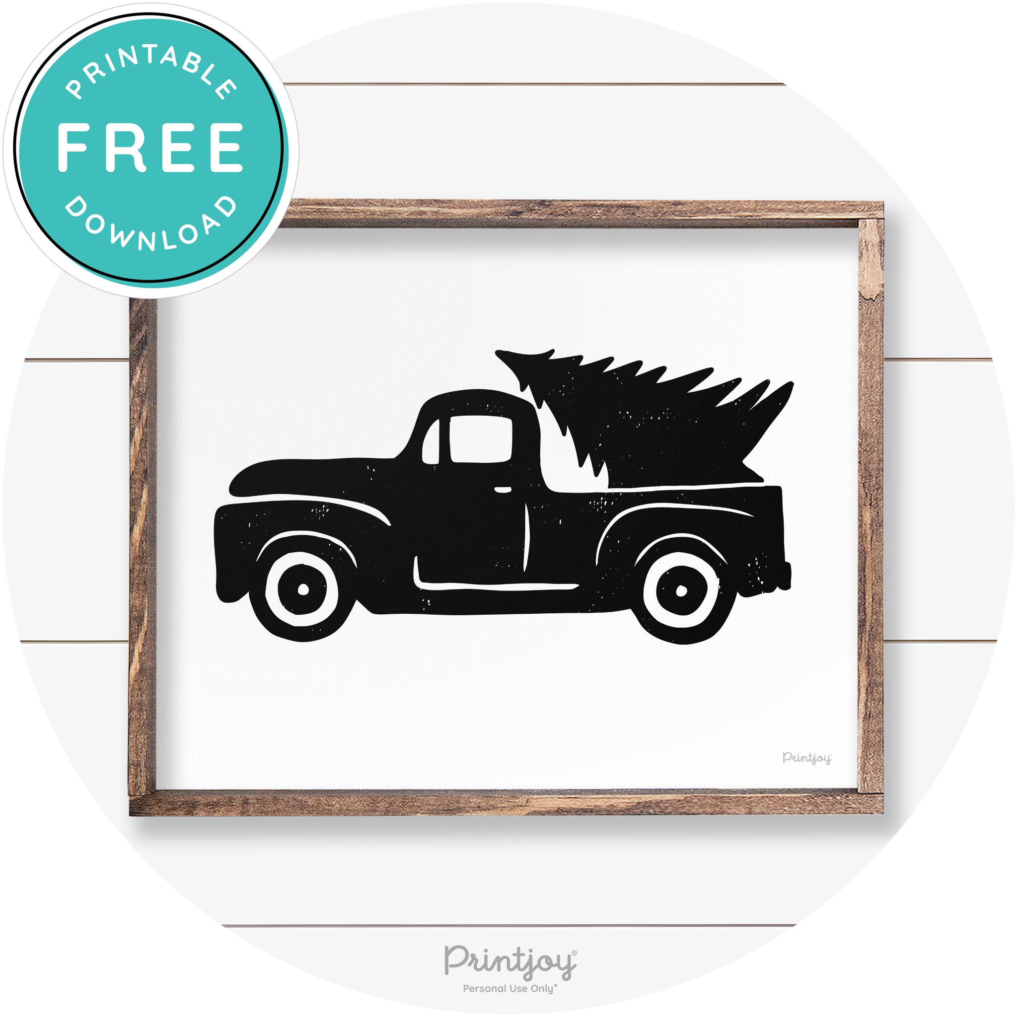 Truck Christmas Tree Old Fashioned Farmhouse Wall Art Free Printable - Printjoy