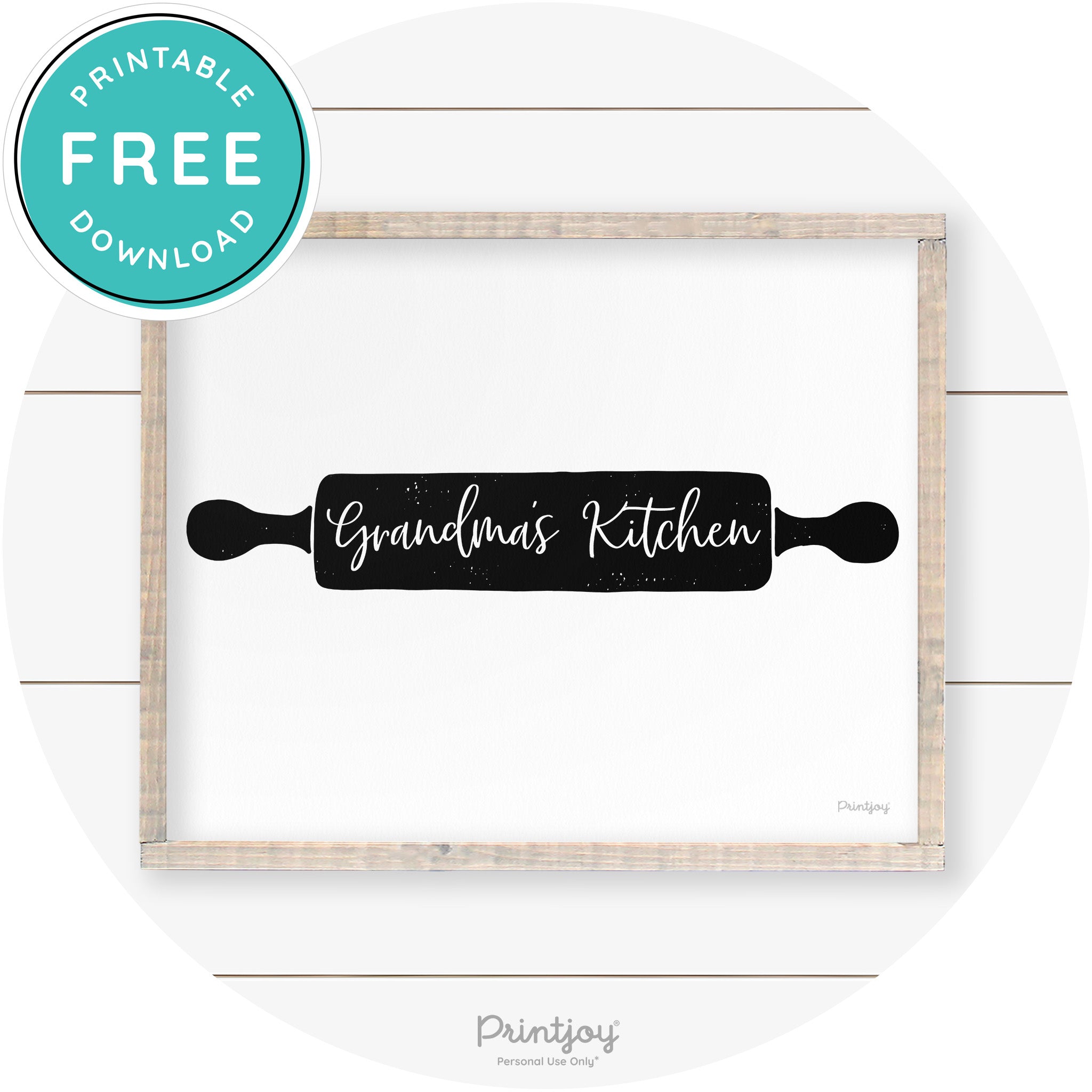 Grandma's Kitchen Rolling Pin Farmhouse Wall Art Free Printable - Printjoy