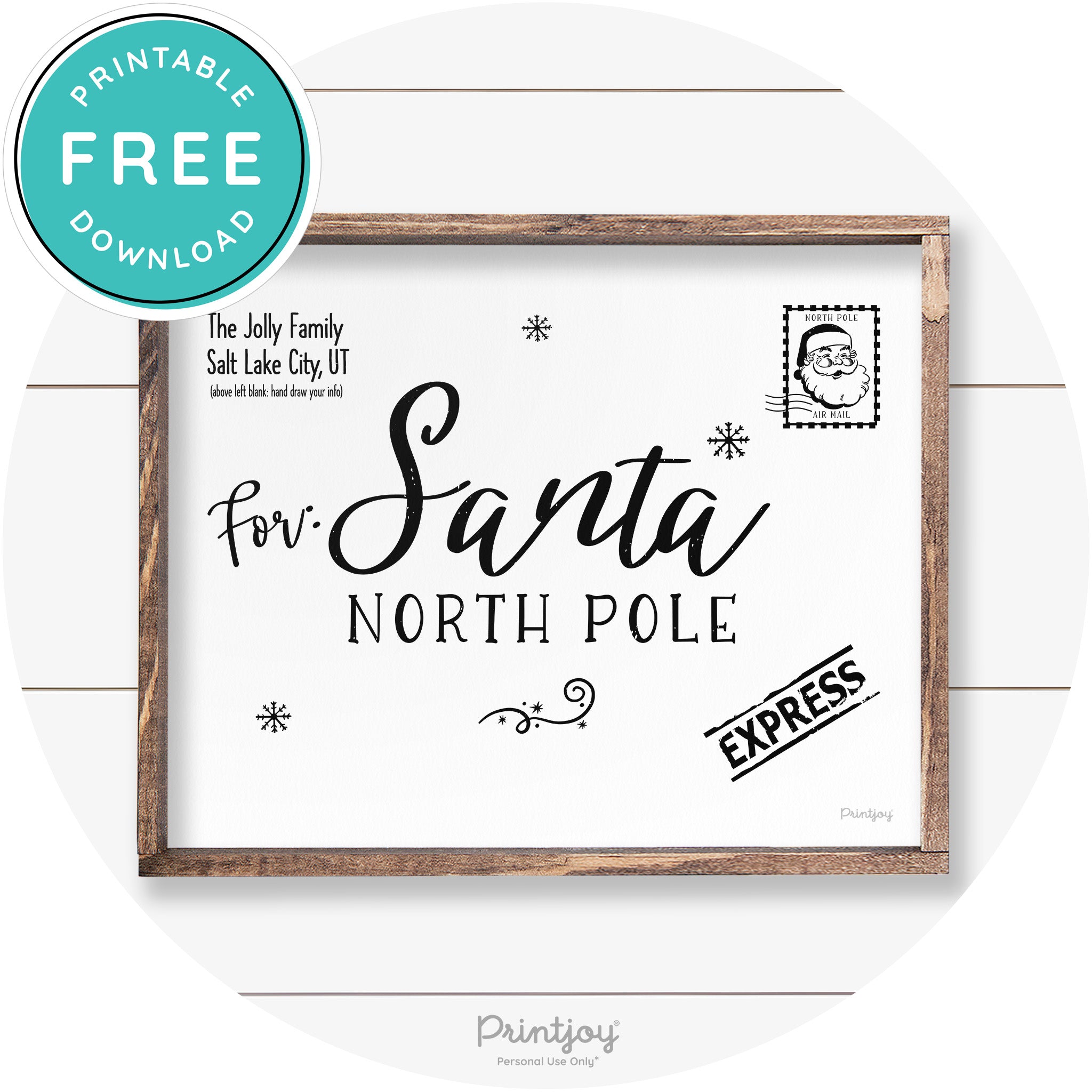 Letter For Santa North Pole Farmhouse Wall Art Decor Free Printable - Printjoy