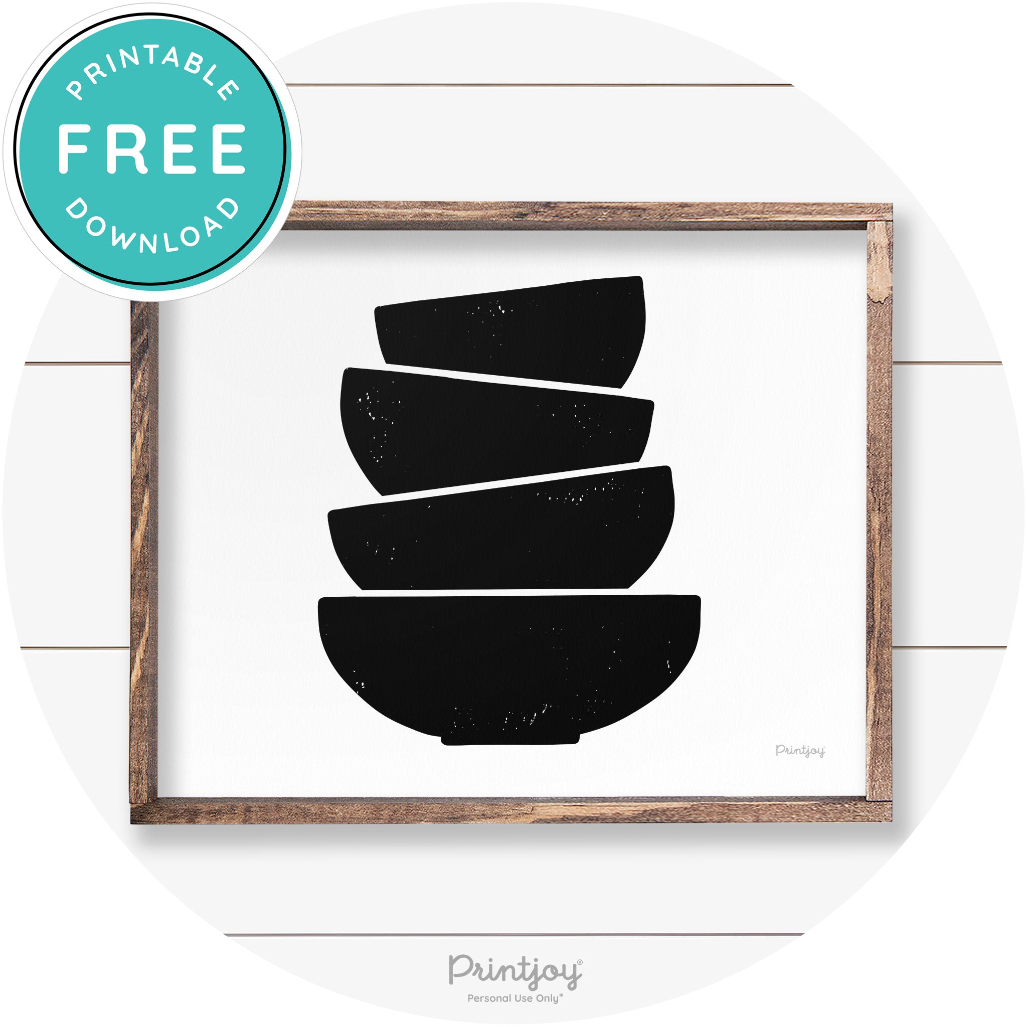 Stacked Bowls Cute Kitchen Farmhouse Wall Art Decor Free Printable - Printjoy