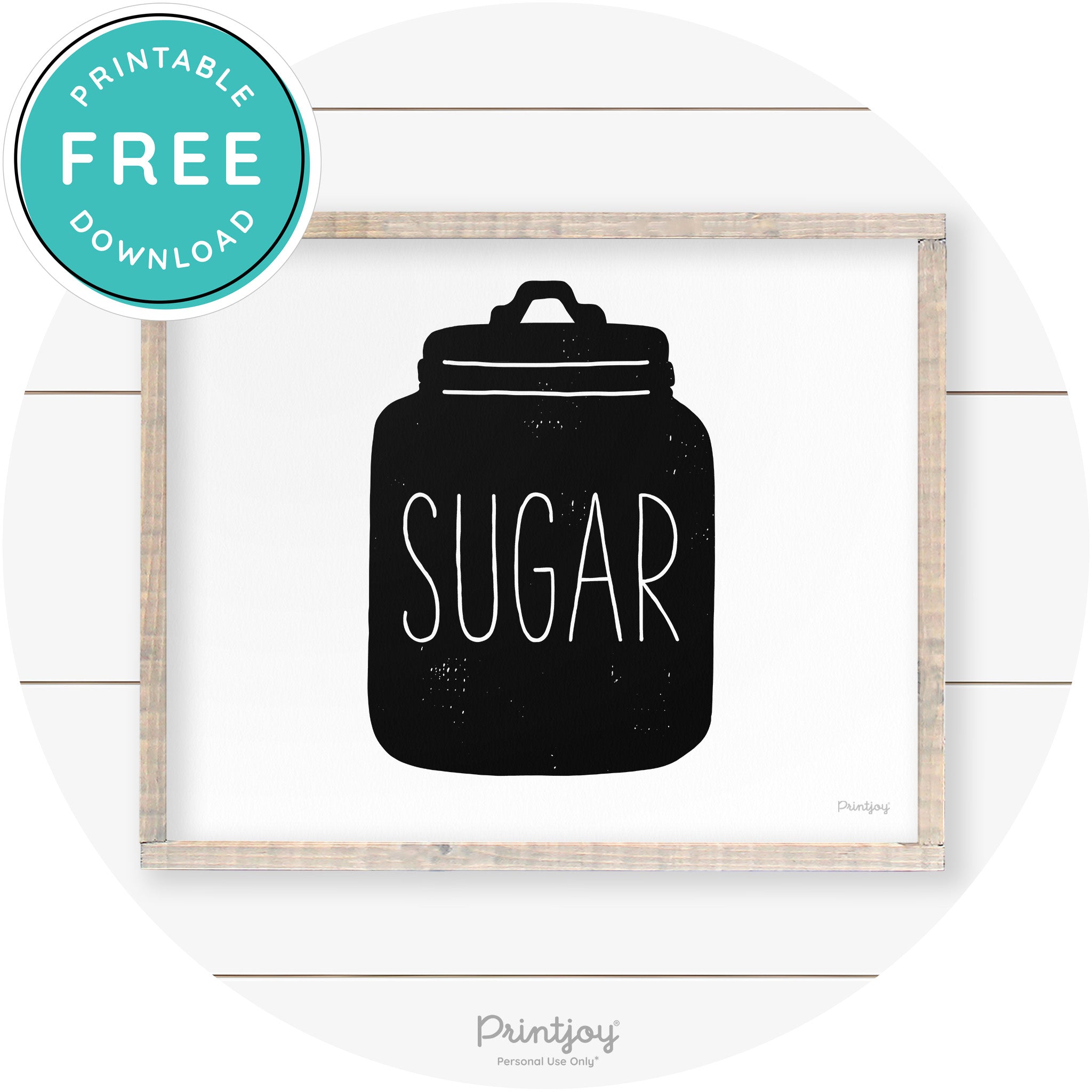 Sugar Jar Silhouette Kitchen Cute Farmhouse Wall Art Free Printable - Printjoy
