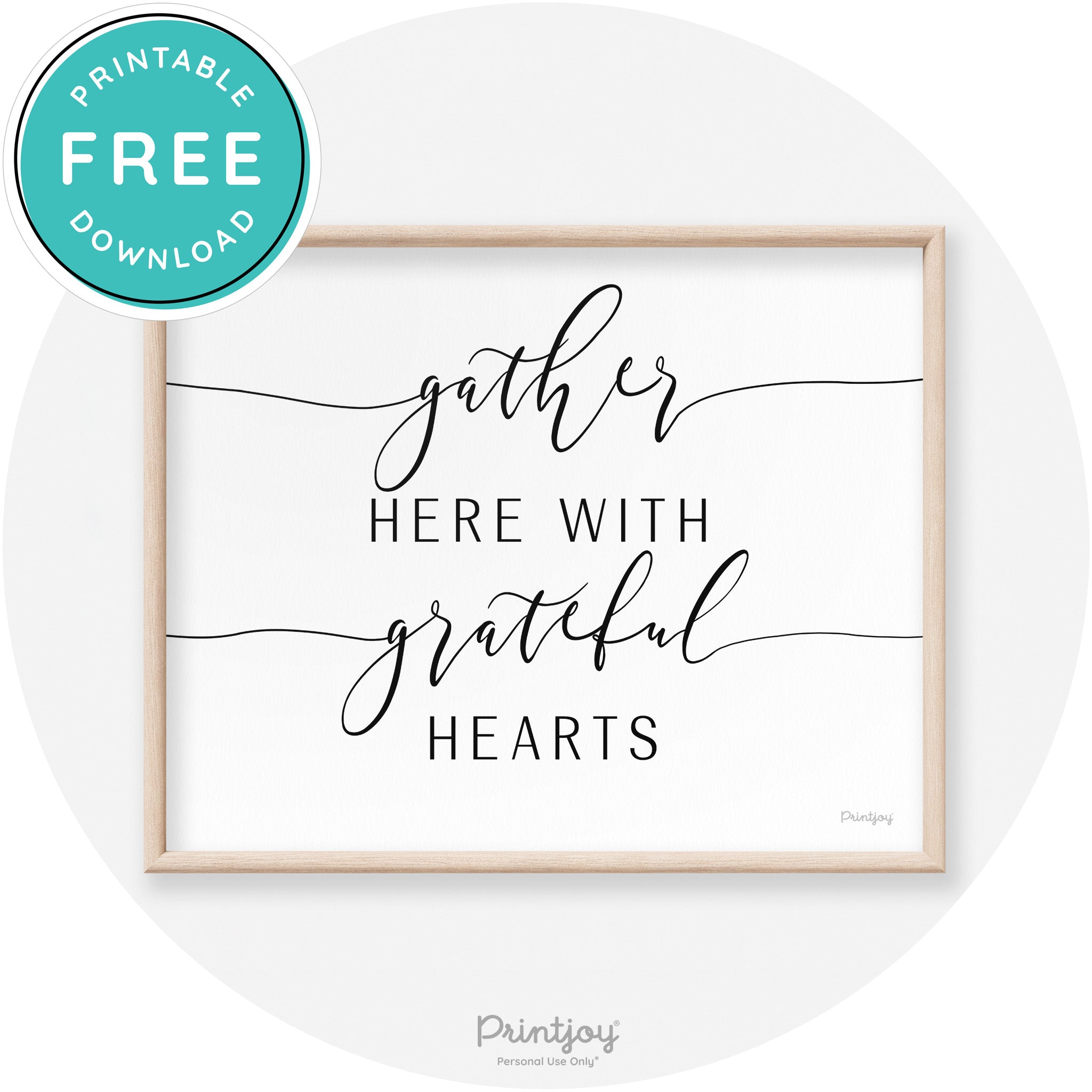Gather Here Grateful Hearts Thanksgiving Transitional Art Free Printable - Printjoy