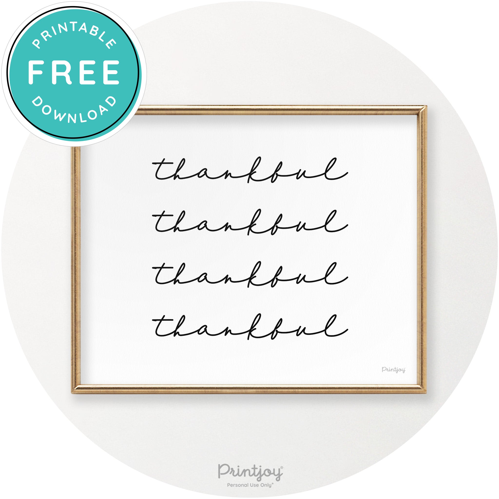 Thankful Pattern Cute Thanksgiving Modern Chic Wall Art Printable - Printjoy