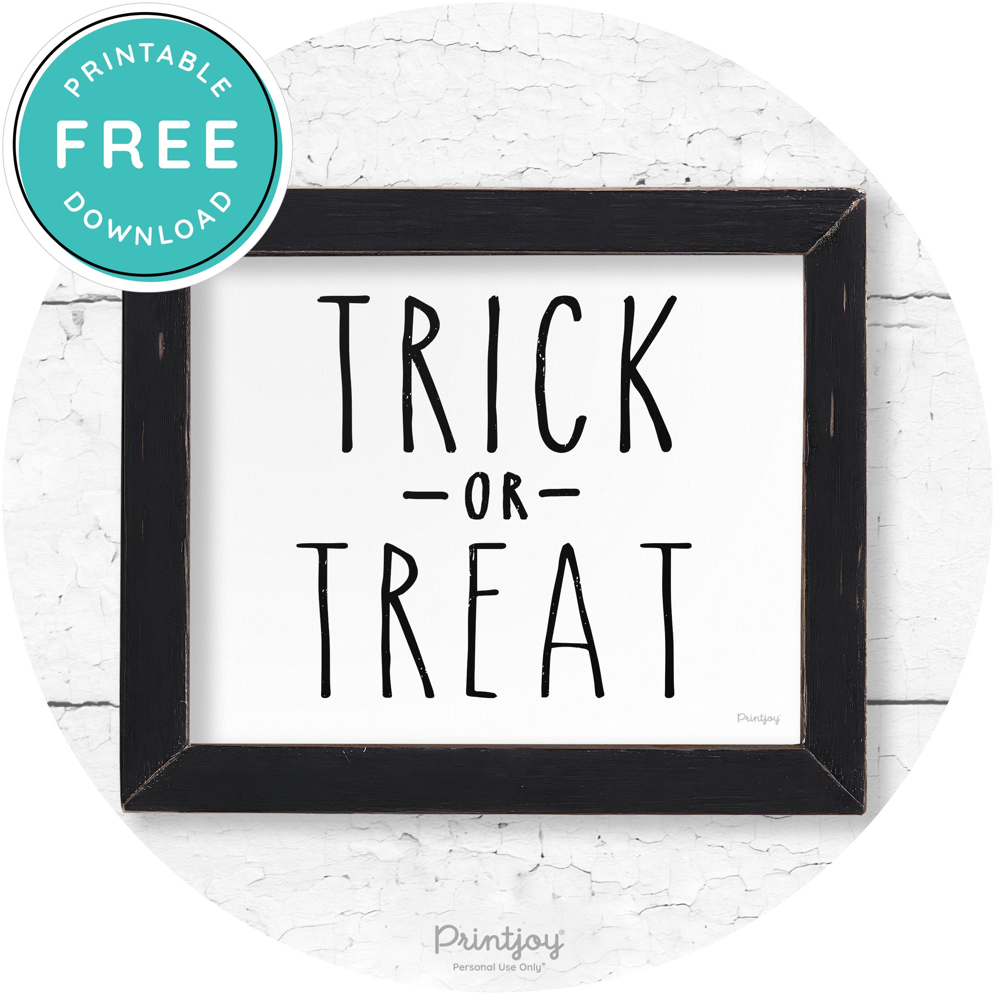 Trick Or Treat Lettering Farmhouse Halloween Wall Art Free Printable - Printjoy