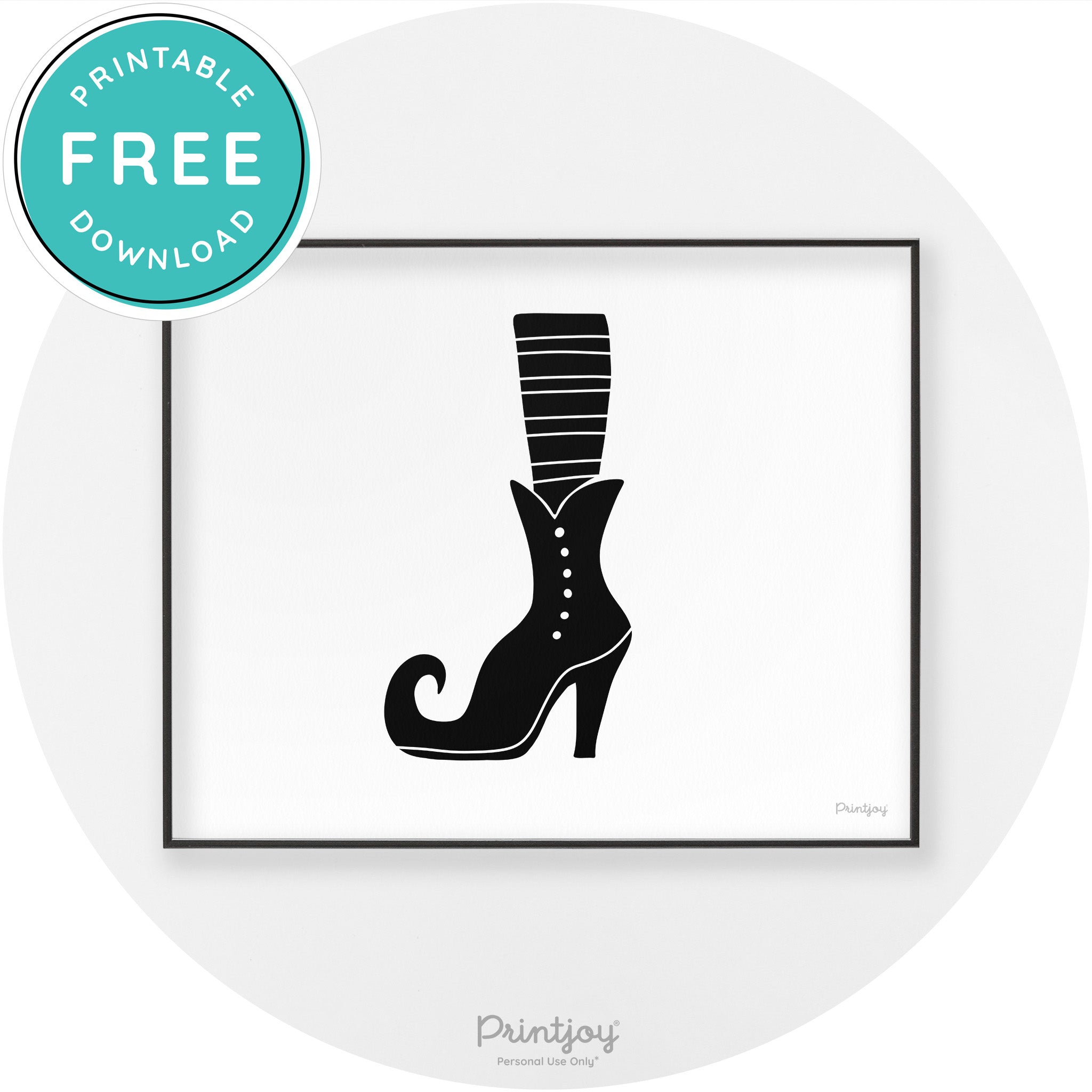 Witches Boot Halloween Cute Modern Chic Wall Art Free Printable - Printjoy