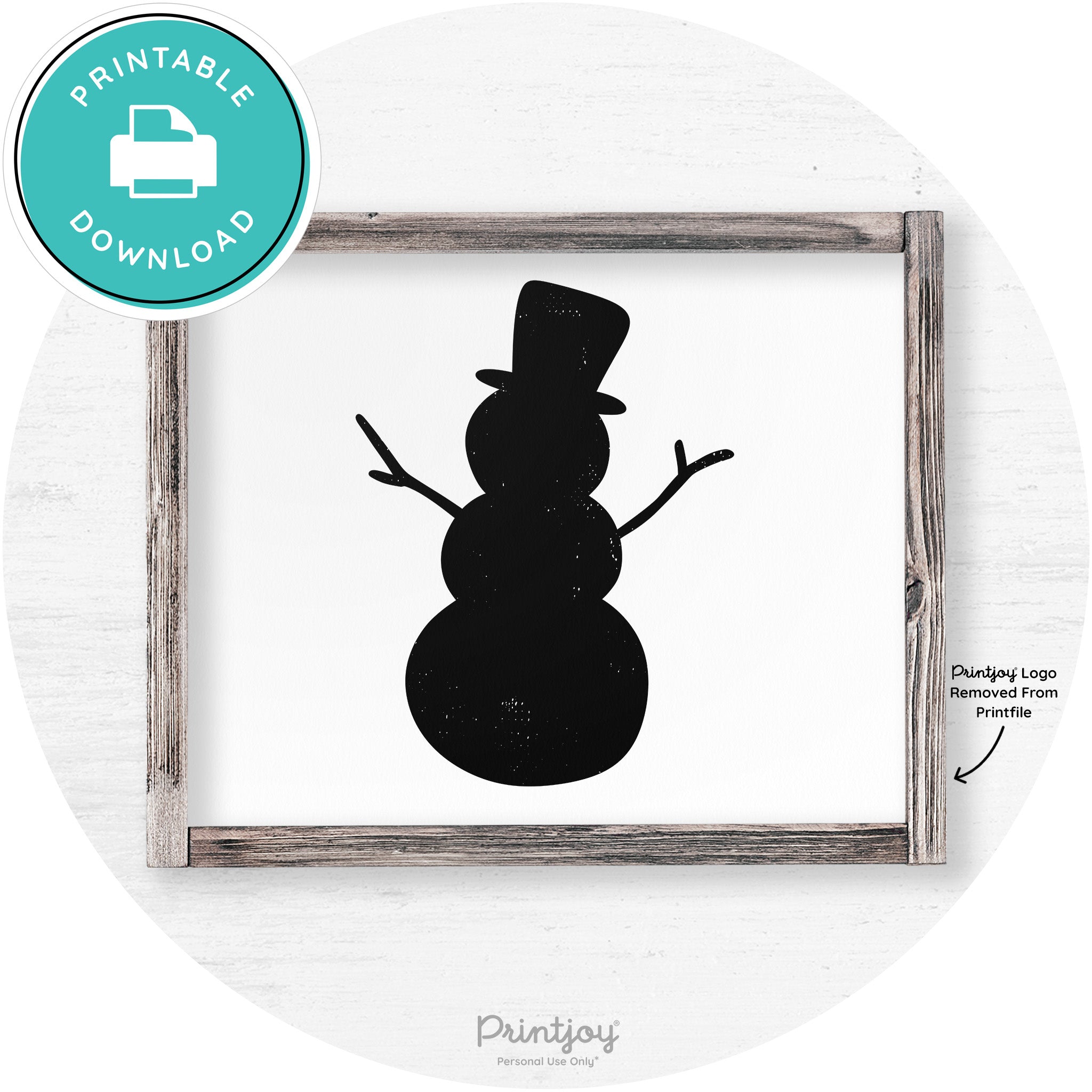 Snowman Silhouette Winter Farmhouse Wall Art Decor Free Printable - Printjoy