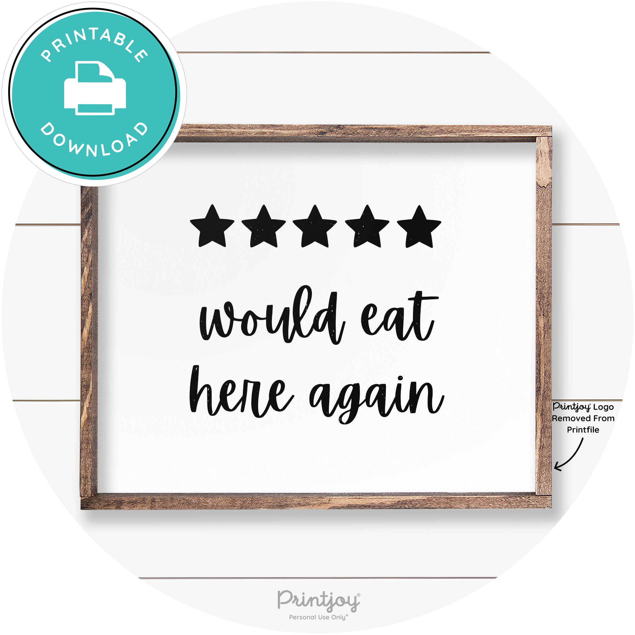 Would Eat Here Again 5 Stars Kitchen Farmhouse Wall Art Free Printable
