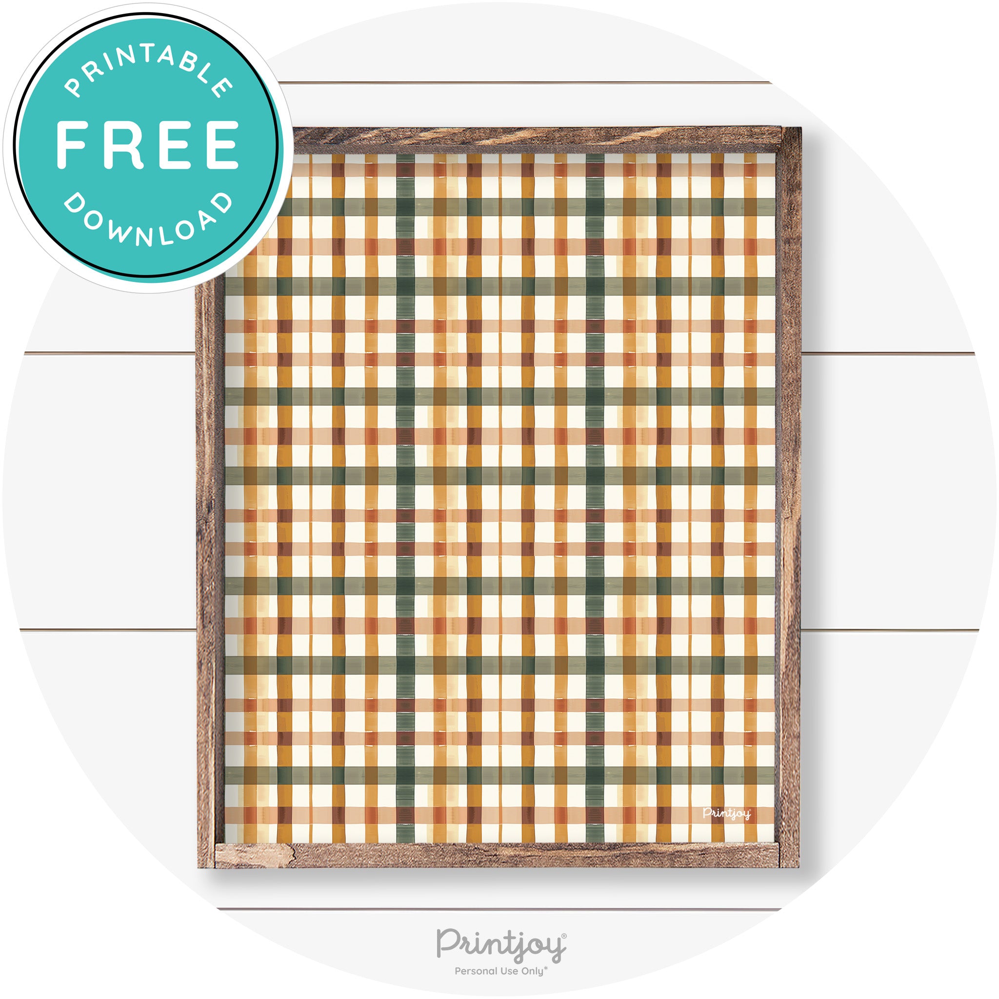 Fall Plaid Watercolor Cute Farmhouse Autumn Wall Art Free Printable