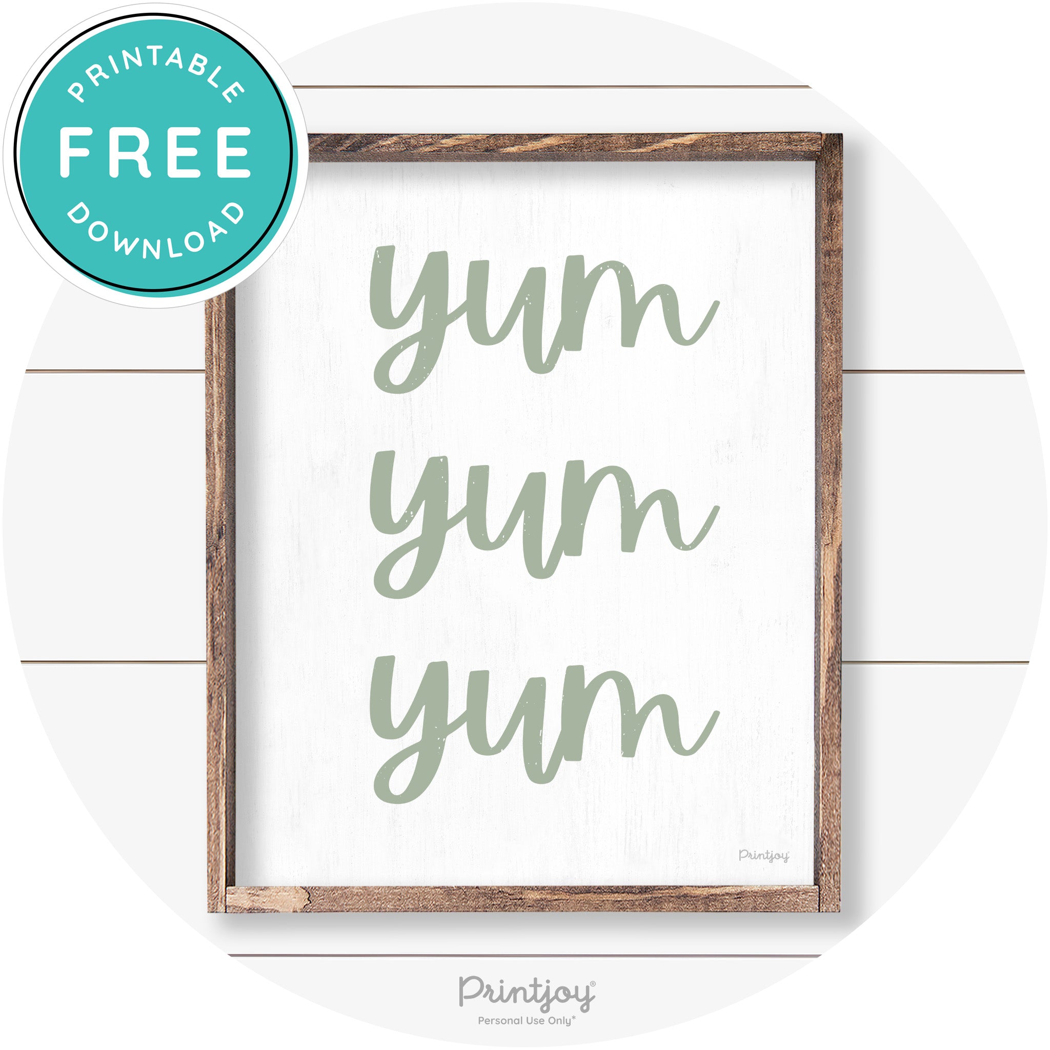 Yum Yum Yum Cute Kitchen Sign Farmhouse Wall Art Free Printable - Printjoy
