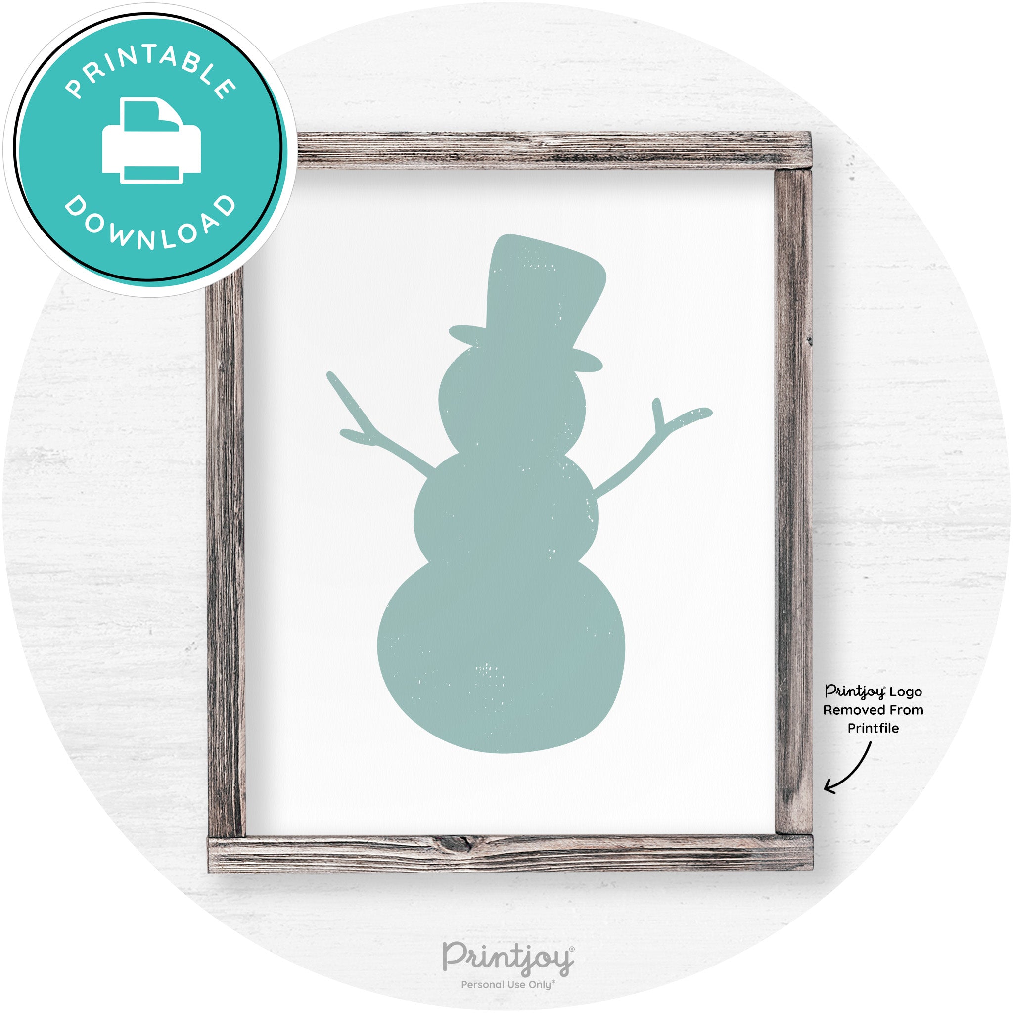 Snowman Silhouette Winter Farmhouse Wall Art Decor Free Printable - Printjoy