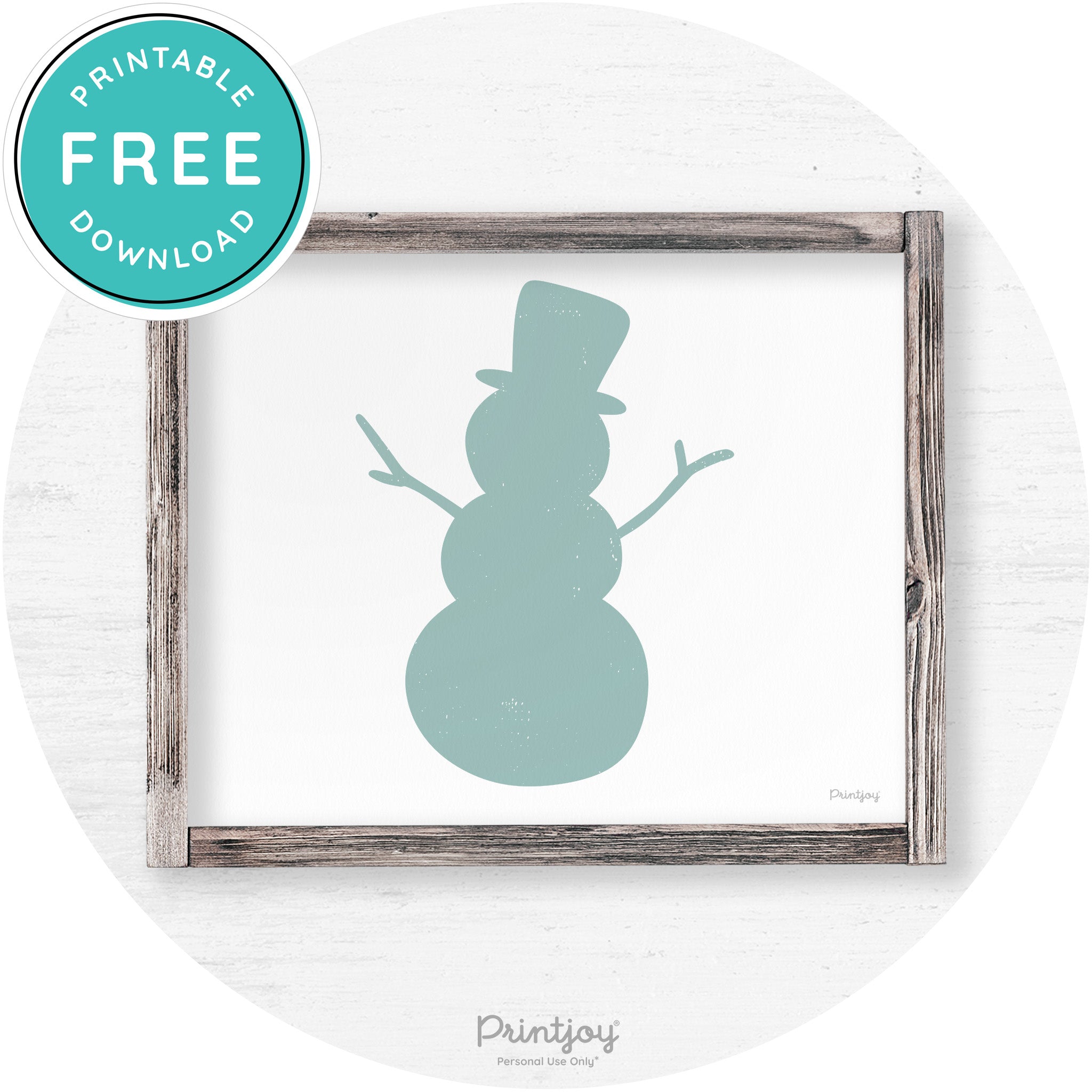 Snowman Silhouette Winter Farmhouse Wall Art Decor Free Printable - Printjoy