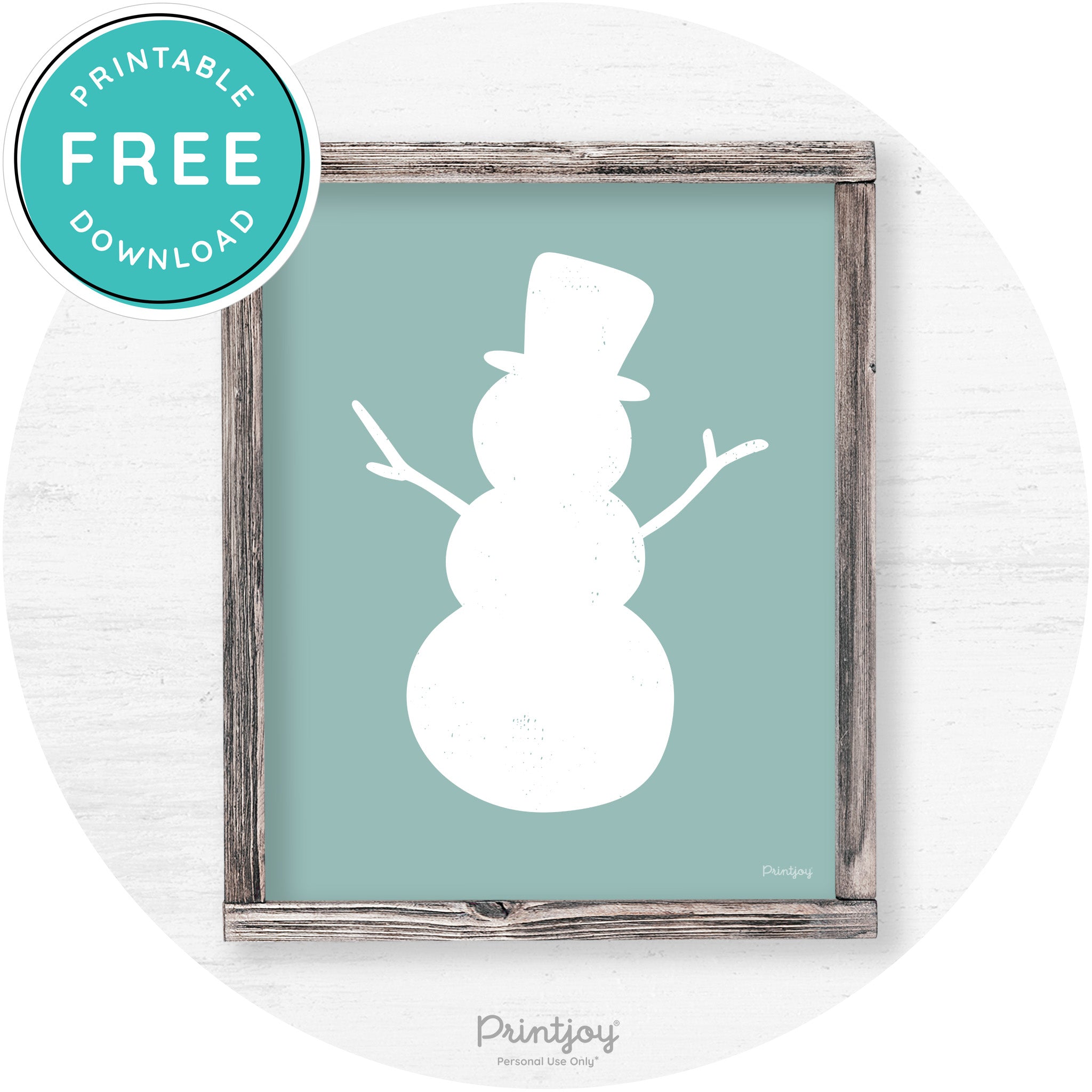 Snowman Silhouette Winter Farmhouse Wall Art Decor Free Printable - Printjoy