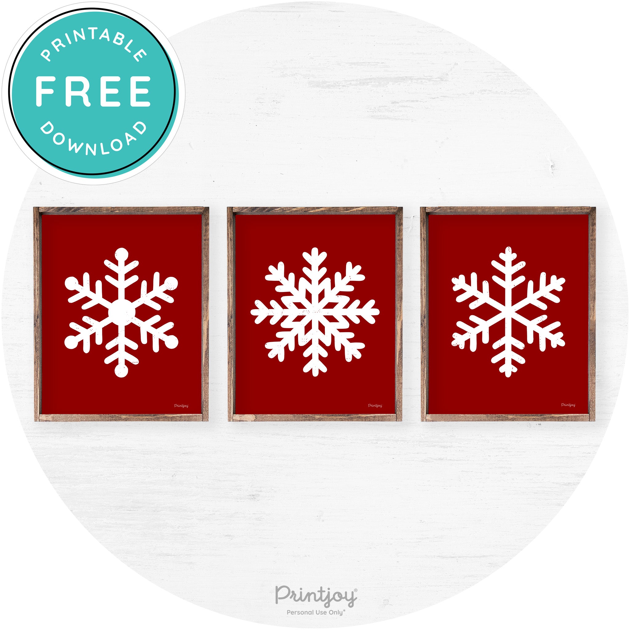 Snowflake Silhouettes Set Of 3 Christmas Farmhouse Art Free Printable