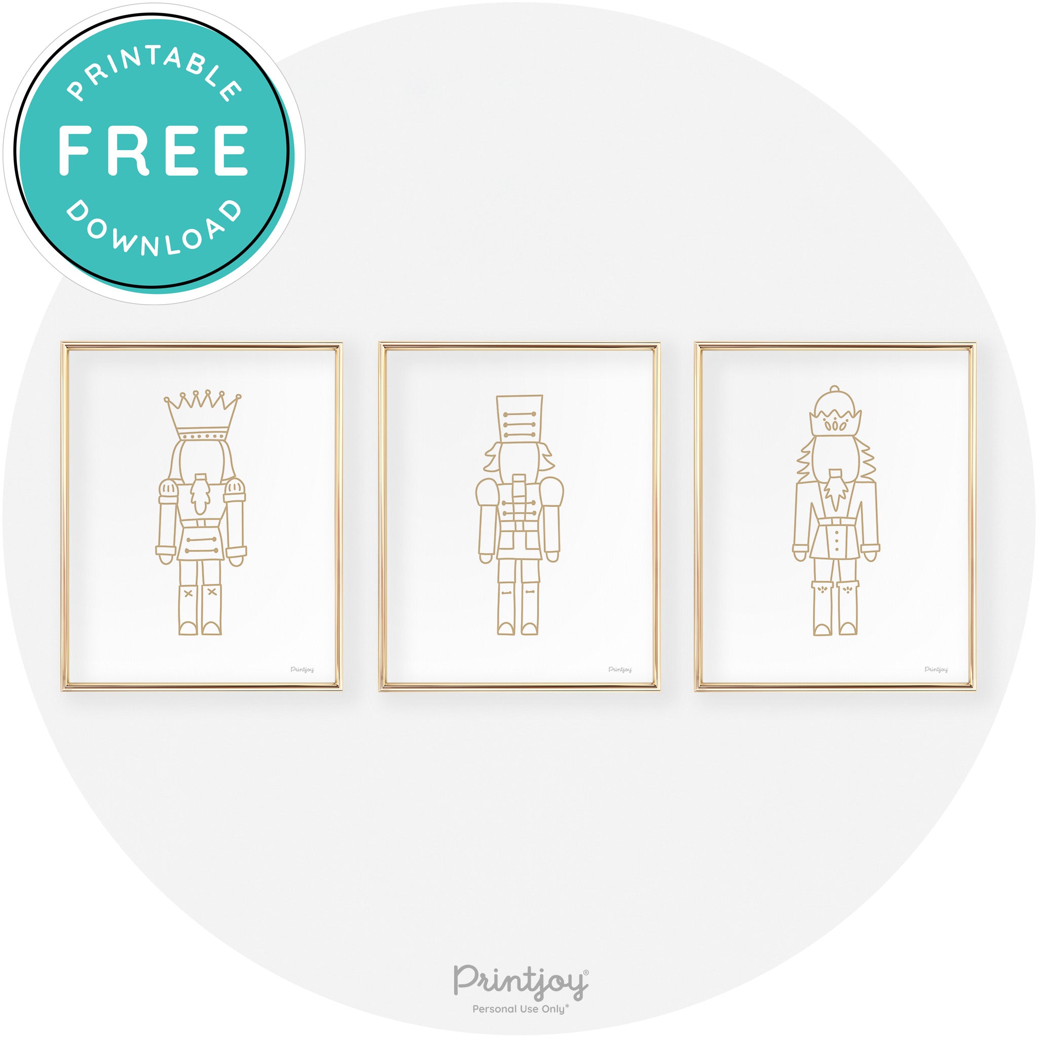 Nutcracker Line Art Set Of 3 Cute Christmas Chic Wall Art Free Printable - Printjoy