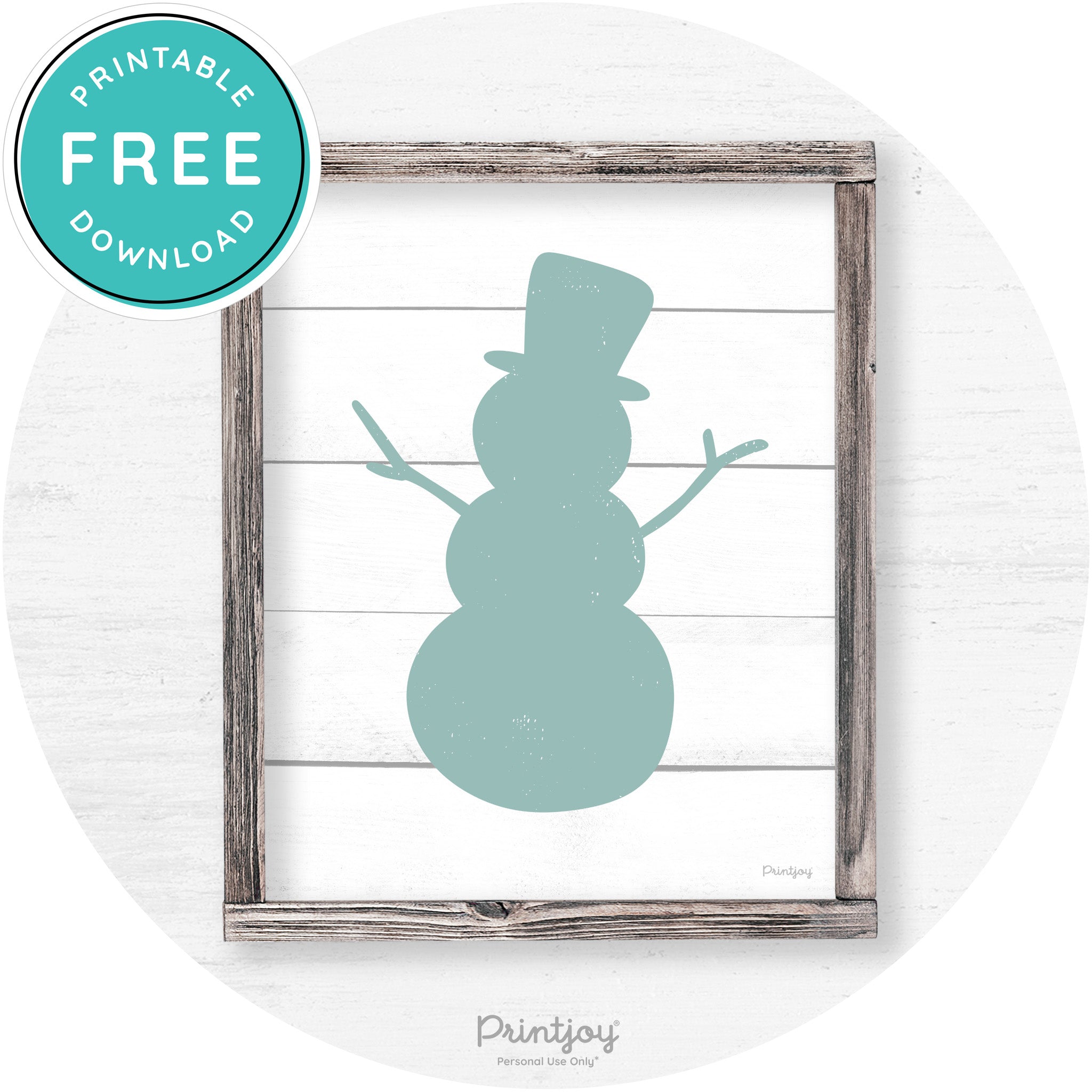 Snowman Silhouette Winter Farmhouse Wall Art Decor Free Printable - Printjoy