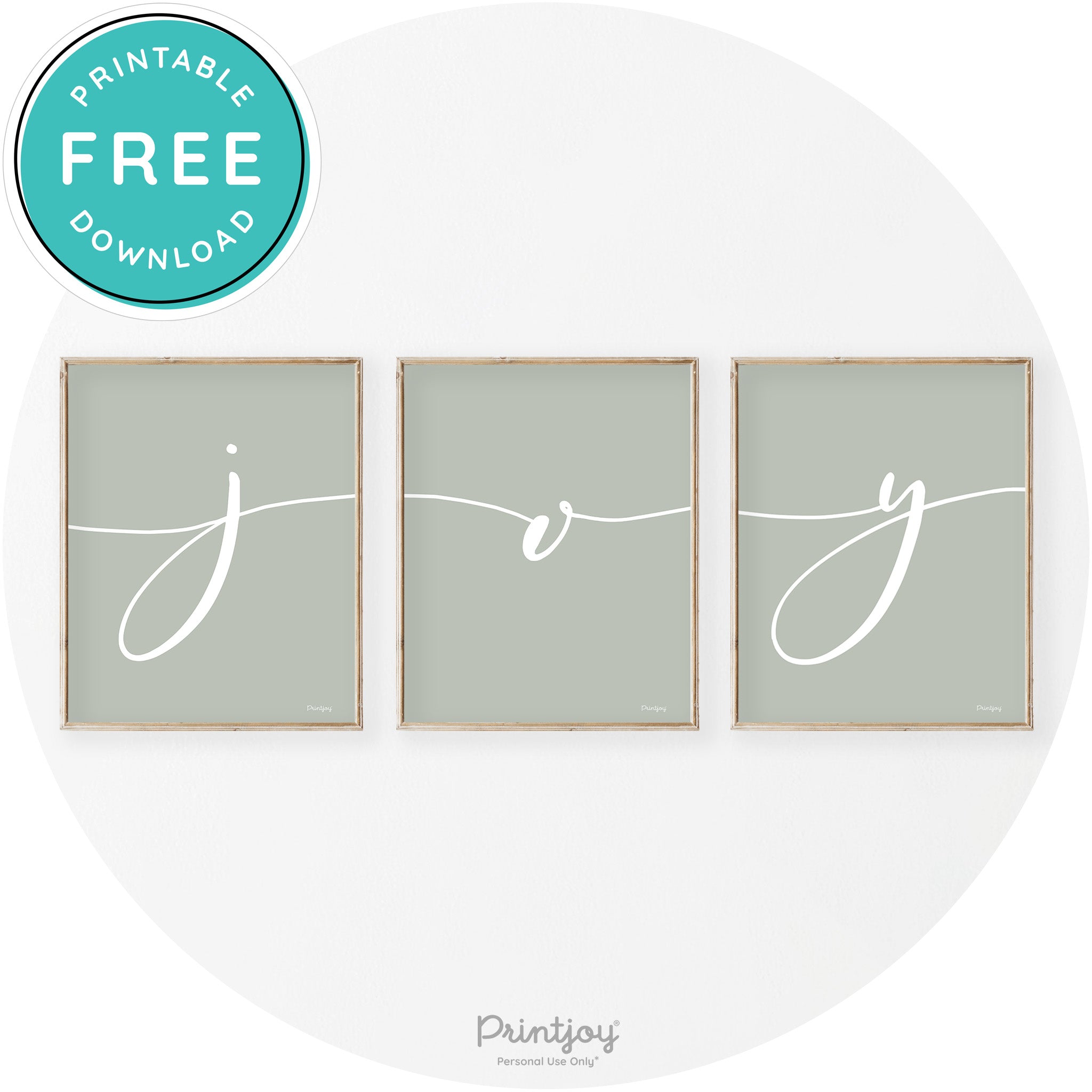Joy Cursive Set Of 3 Christmas Transitional Wall Art Decor Free Printable