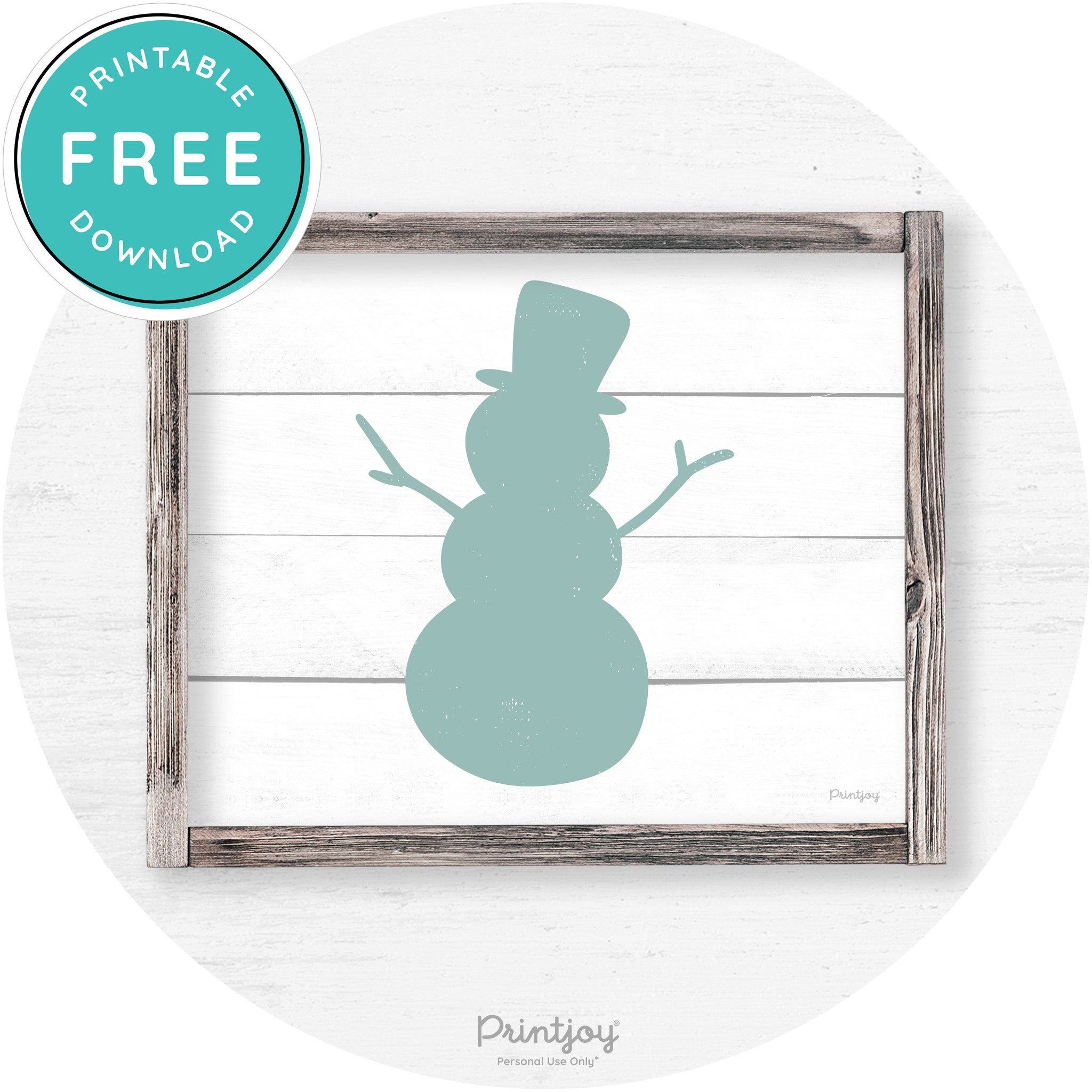 Snowman Silhouette Winter Farmhouse Wall Art Decor Free Printable - Printjoy
