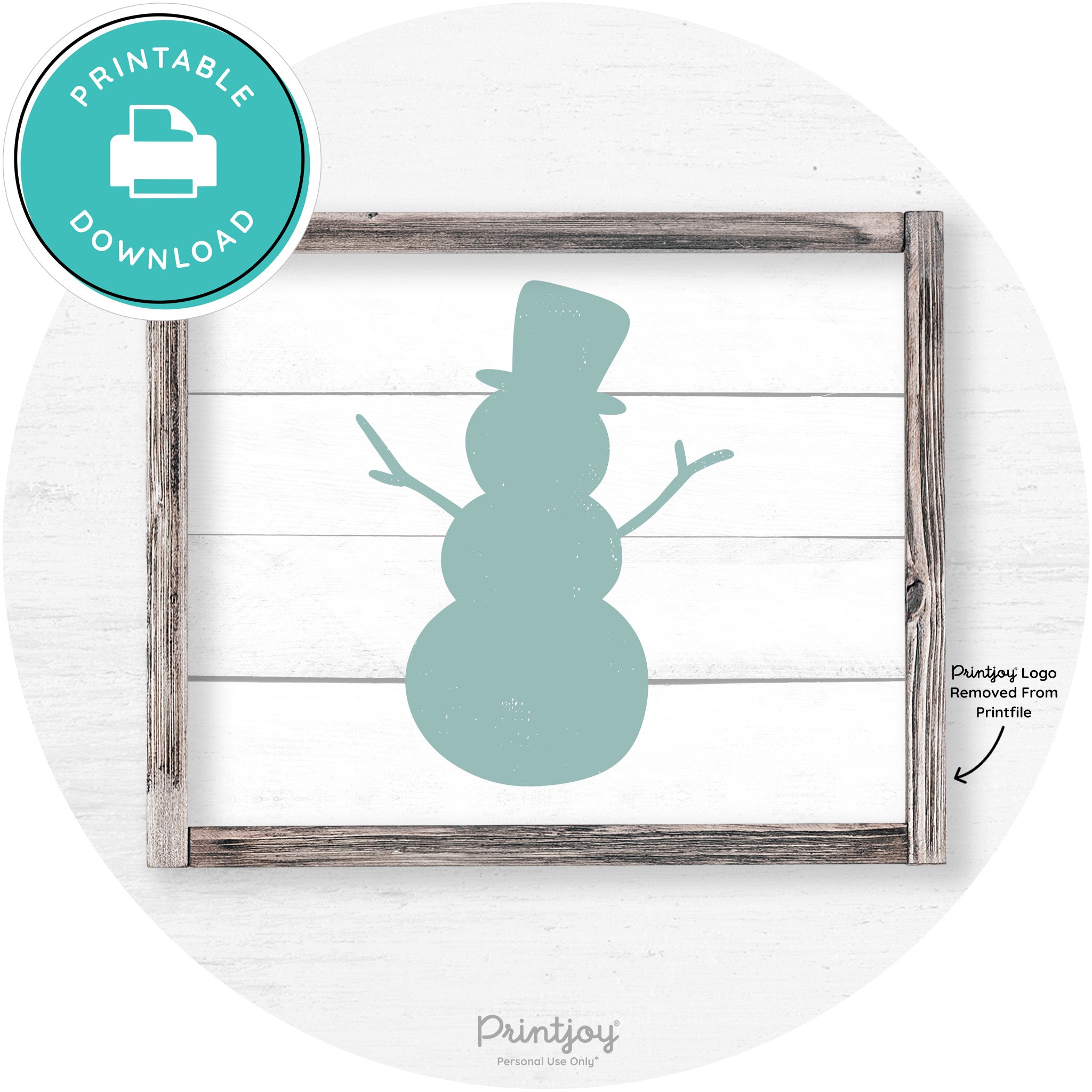 Snowman Silhouette Winter Farmhouse Wall Art Decor Free Printable - Printjoy
