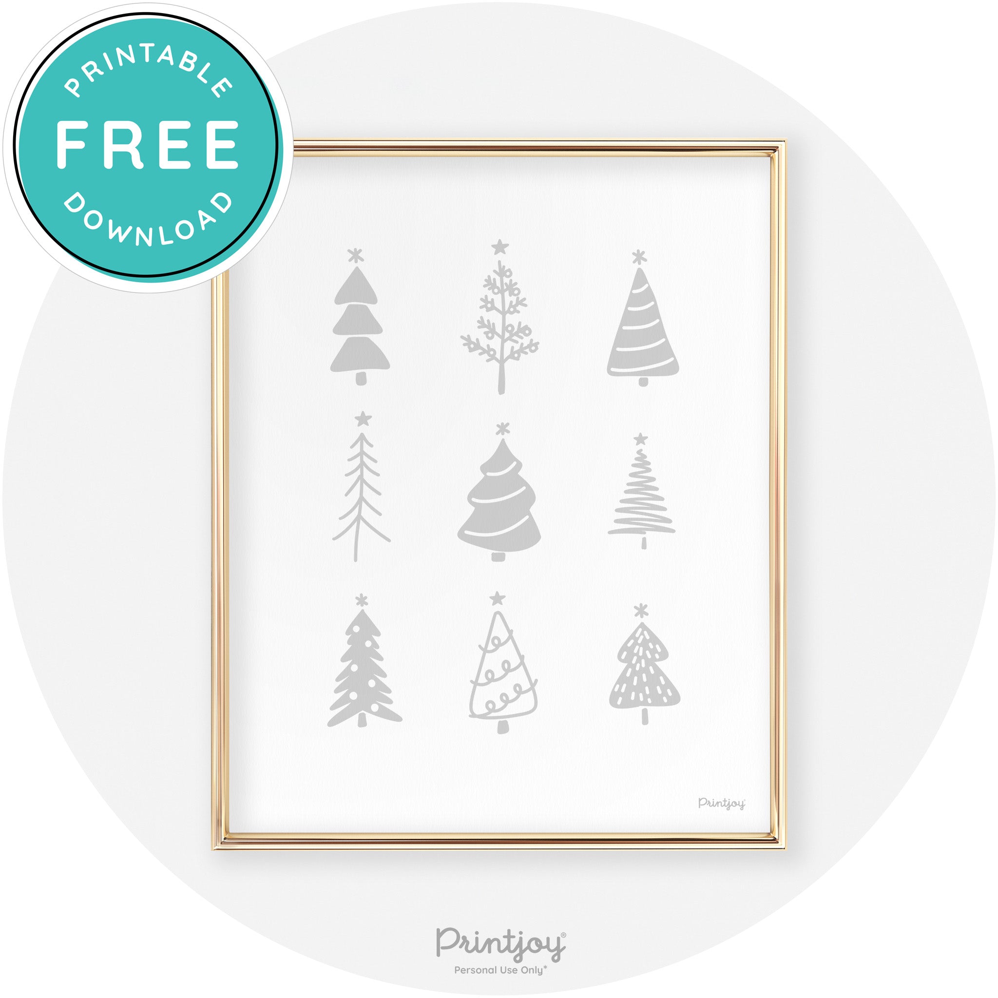 Christmas Trees Cute Modern Chic Wall Art Decor Free Printable - Printjoy
