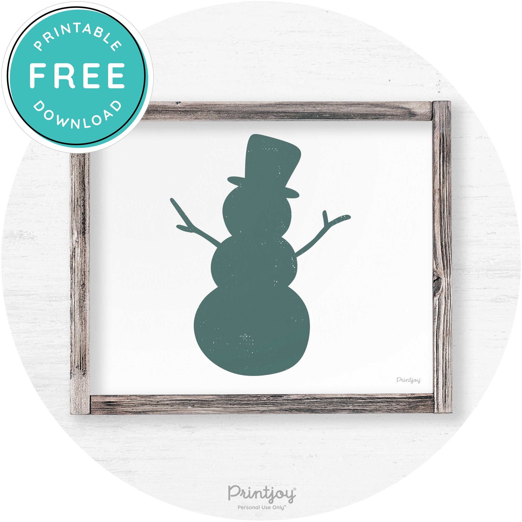 Snowman Silhouette Winter Farmhouse Wall Art Decor Free Printable - Printjoy