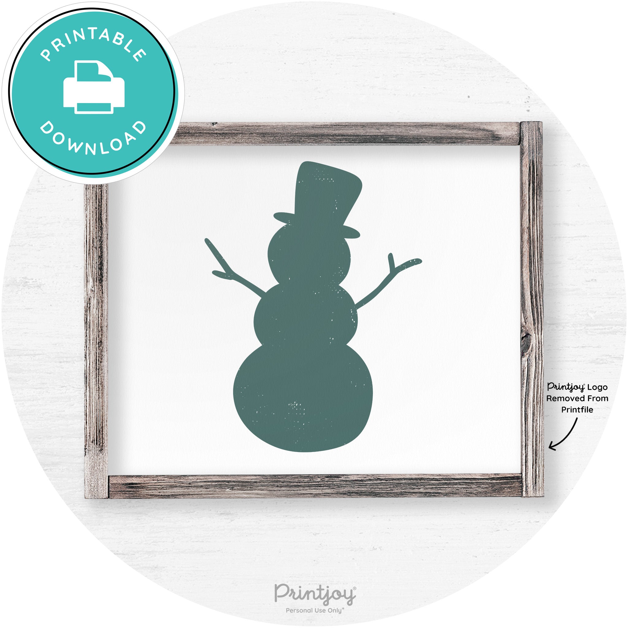 Snowman Silhouette Winter Farmhouse Wall Art Decor Free Printable - Printjoy