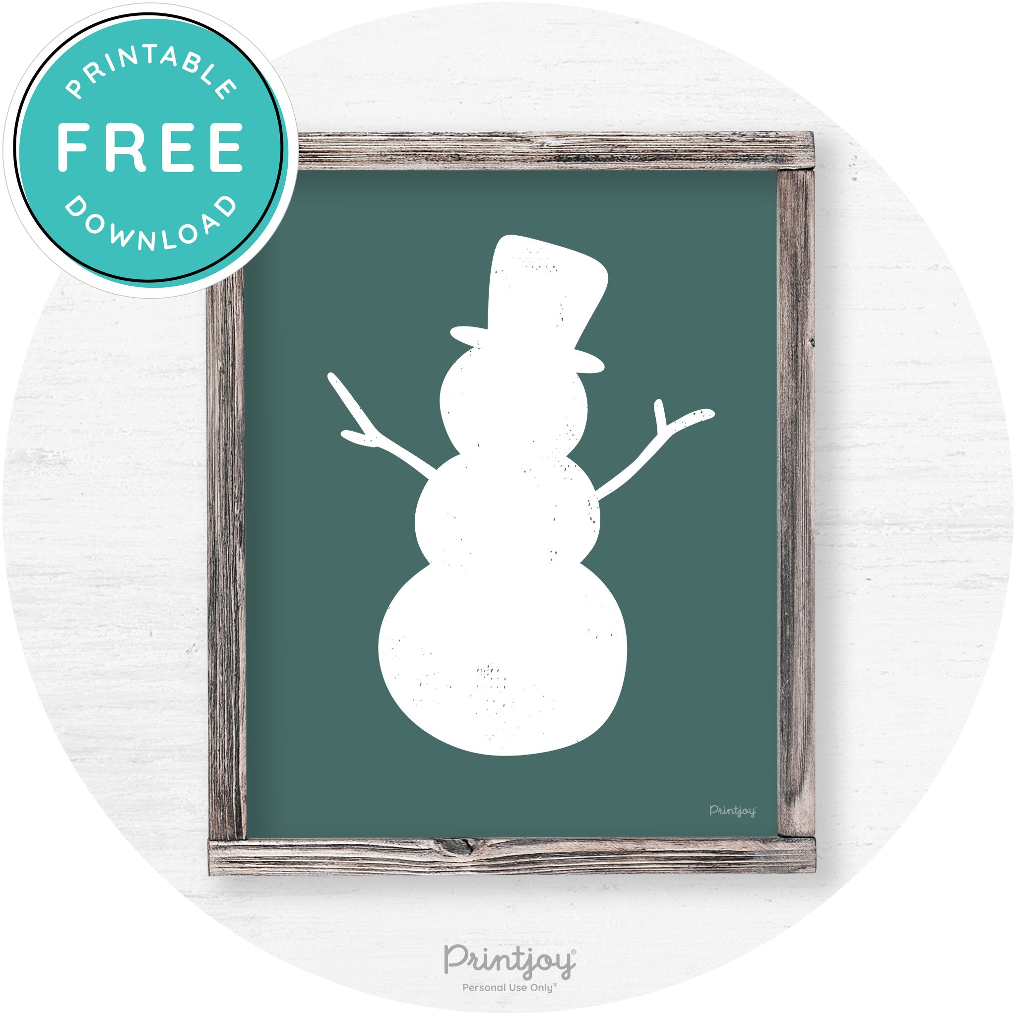 Snowman Silhouette Winter Farmhouse Wall Art Decor Free Printable - Printjoy