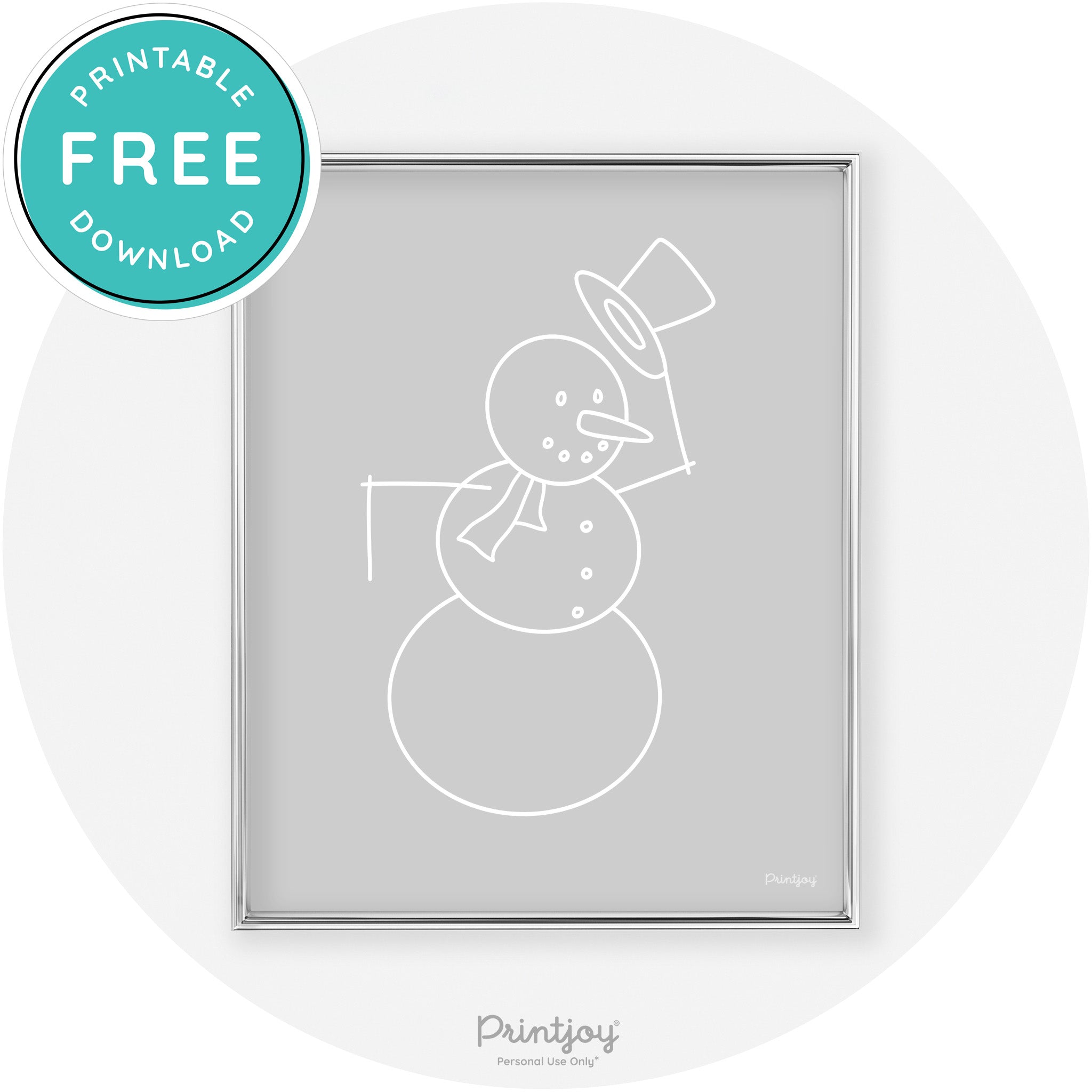 Snowman Line Art Cute Winter Modern Chic Wall Art Free Printable - Printjoy