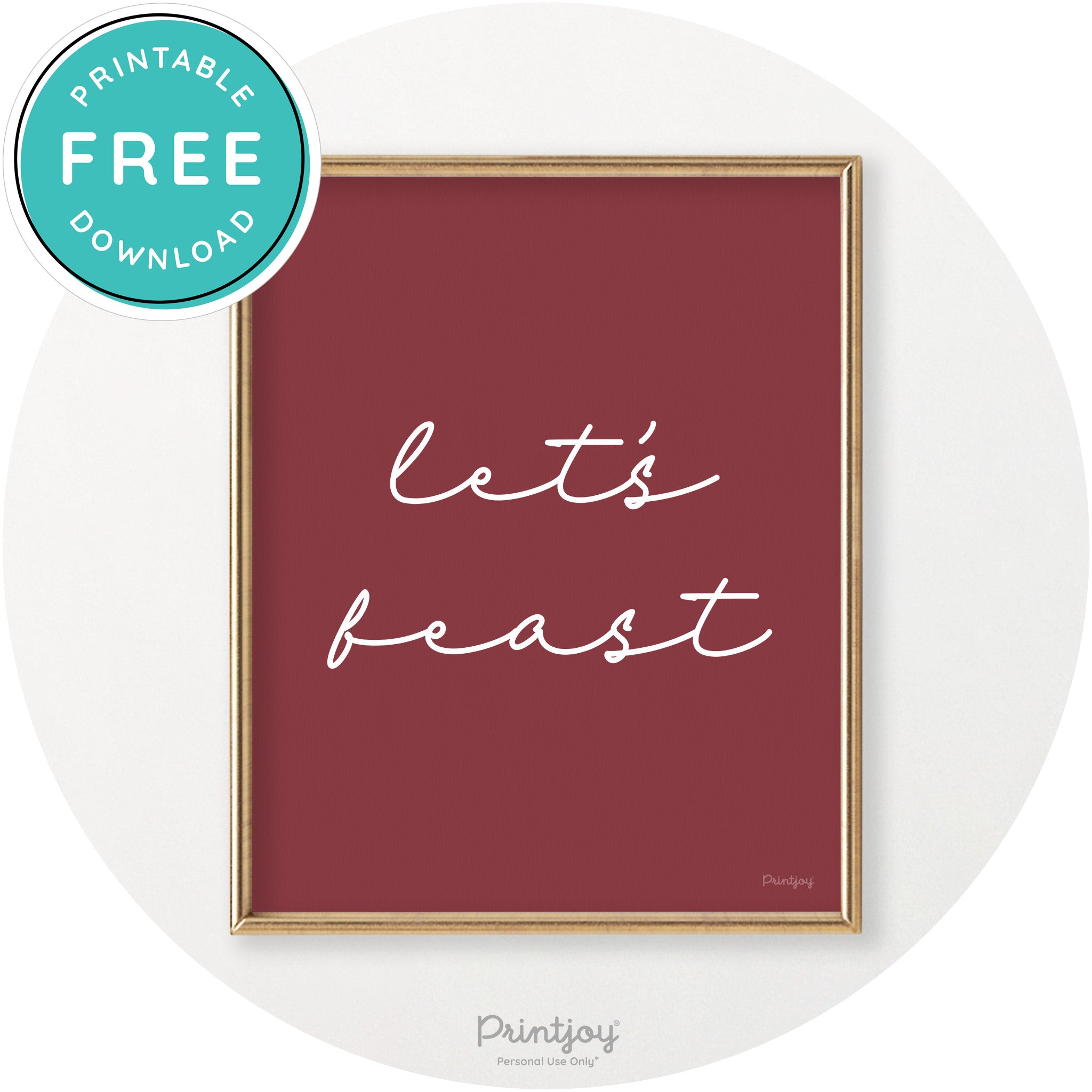 Let's Feast Cute Thanksgiving Modern Chic Wall Art Printable - Printjoy