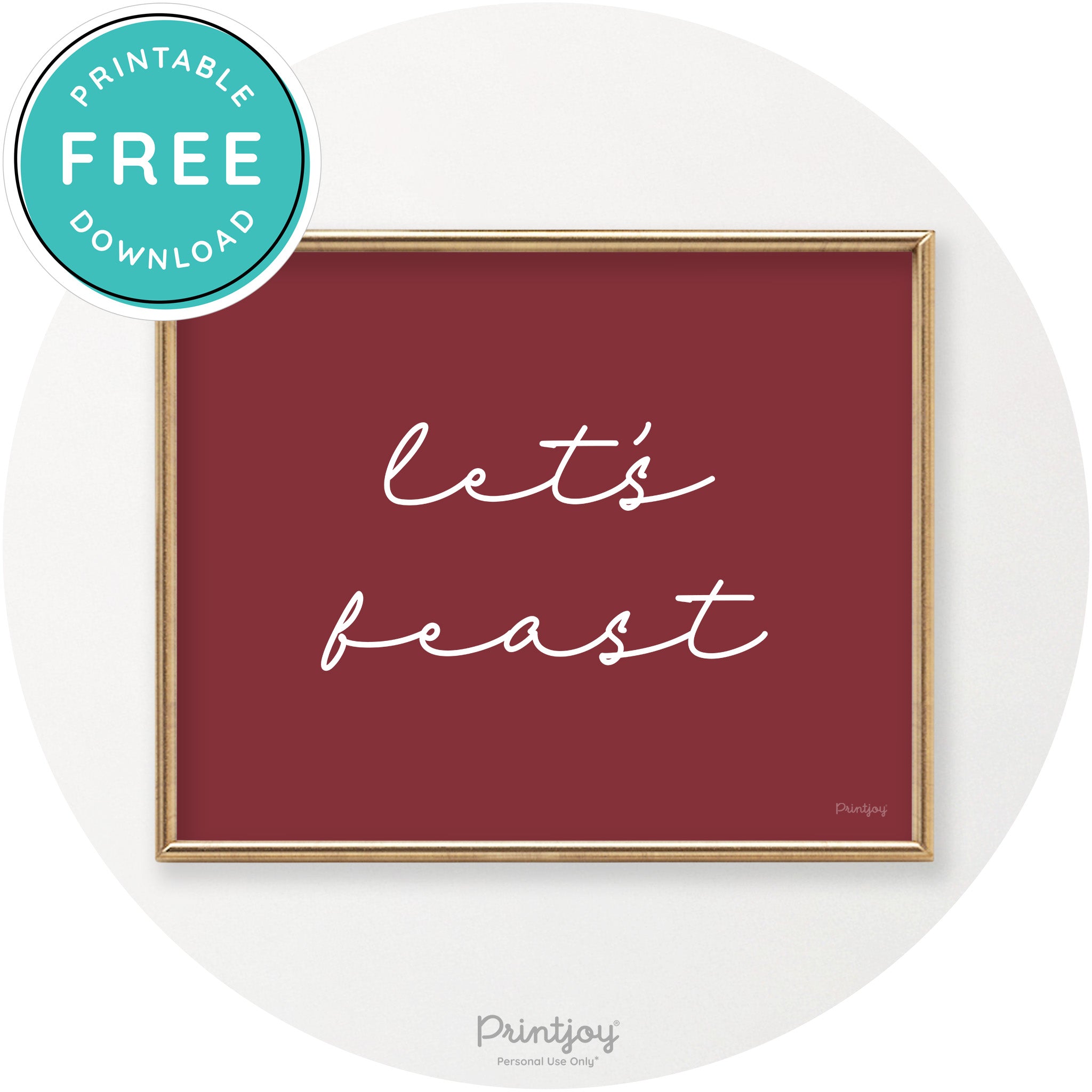 Let's Feast Cute Thanksgiving Modern Chic Wall Art Printable - Printjoy
