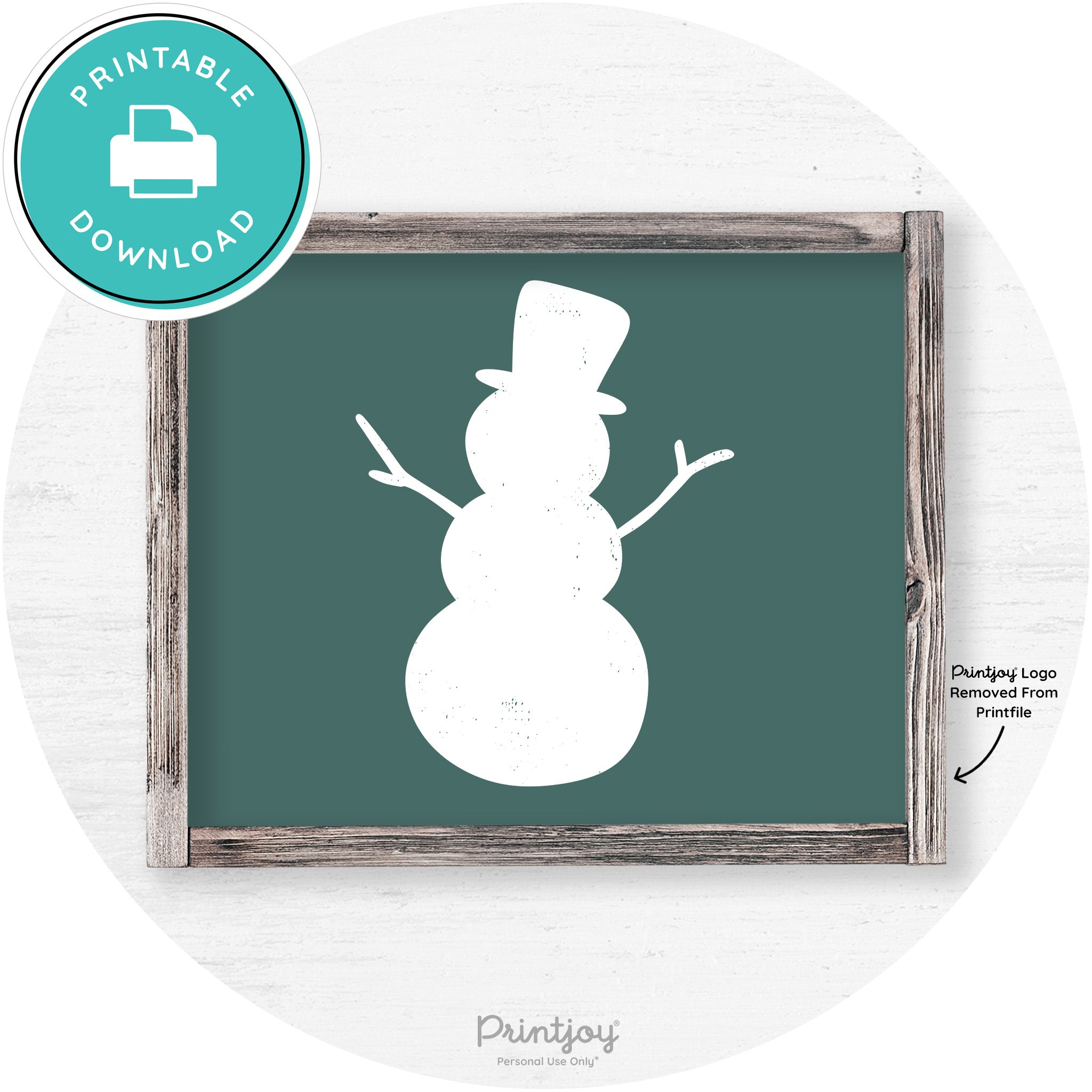Snowman Silhouette Winter Farmhouse Wall Art Decor Free Printable - Printjoy
