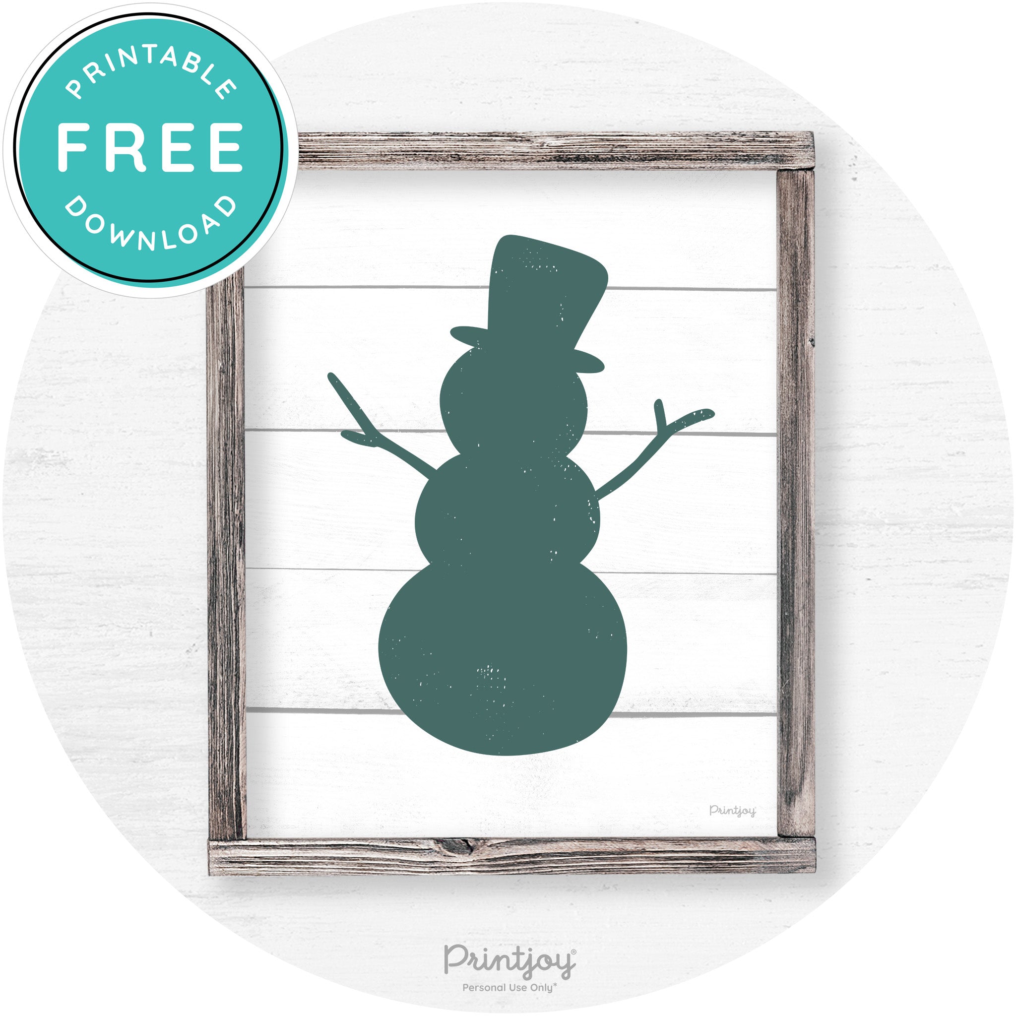 Snowman Silhouette Winter Farmhouse Wall Art Decor Free Printable - Printjoy