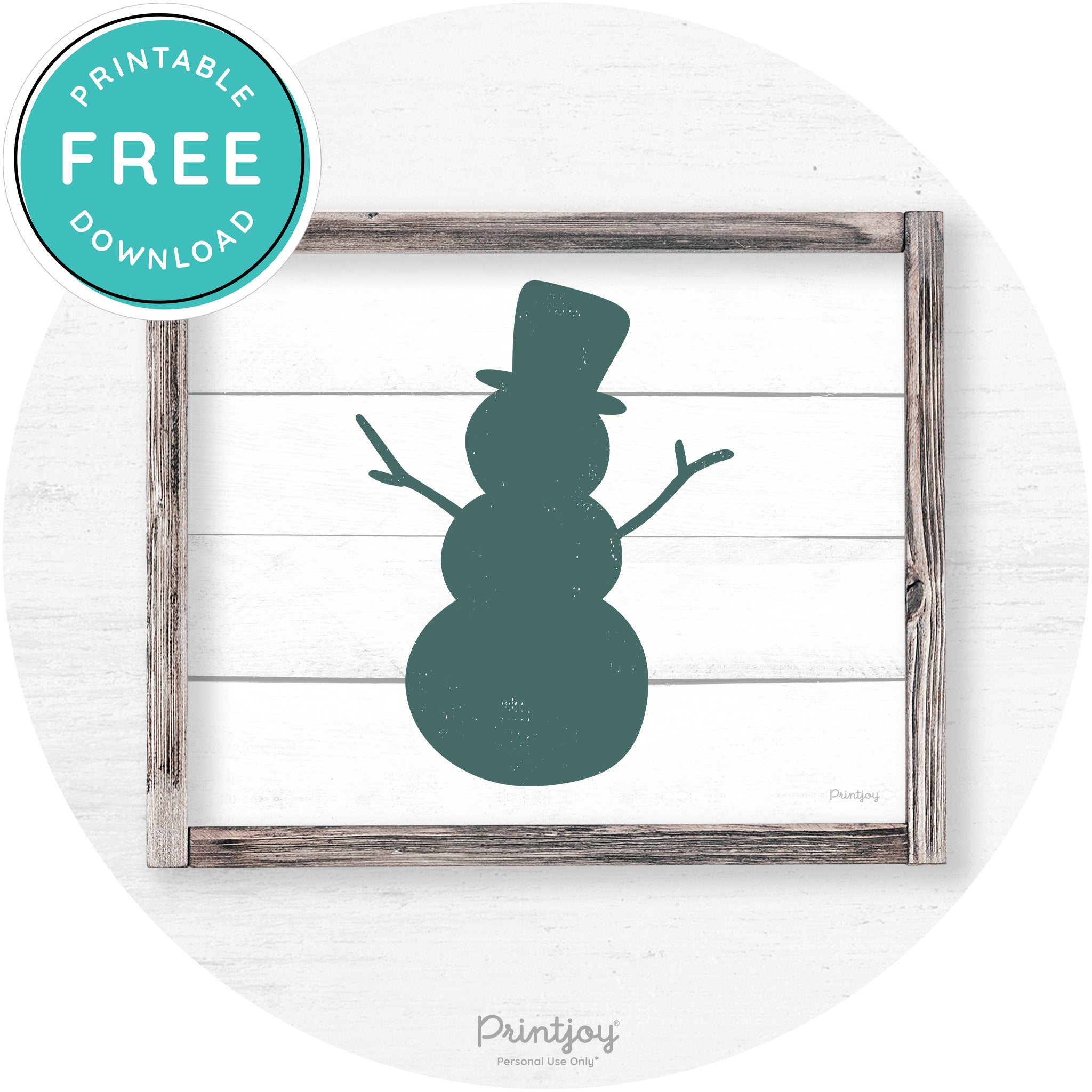 Snowman Silhouette Winter Farmhouse Wall Art Decor Free Printable - Printjoy