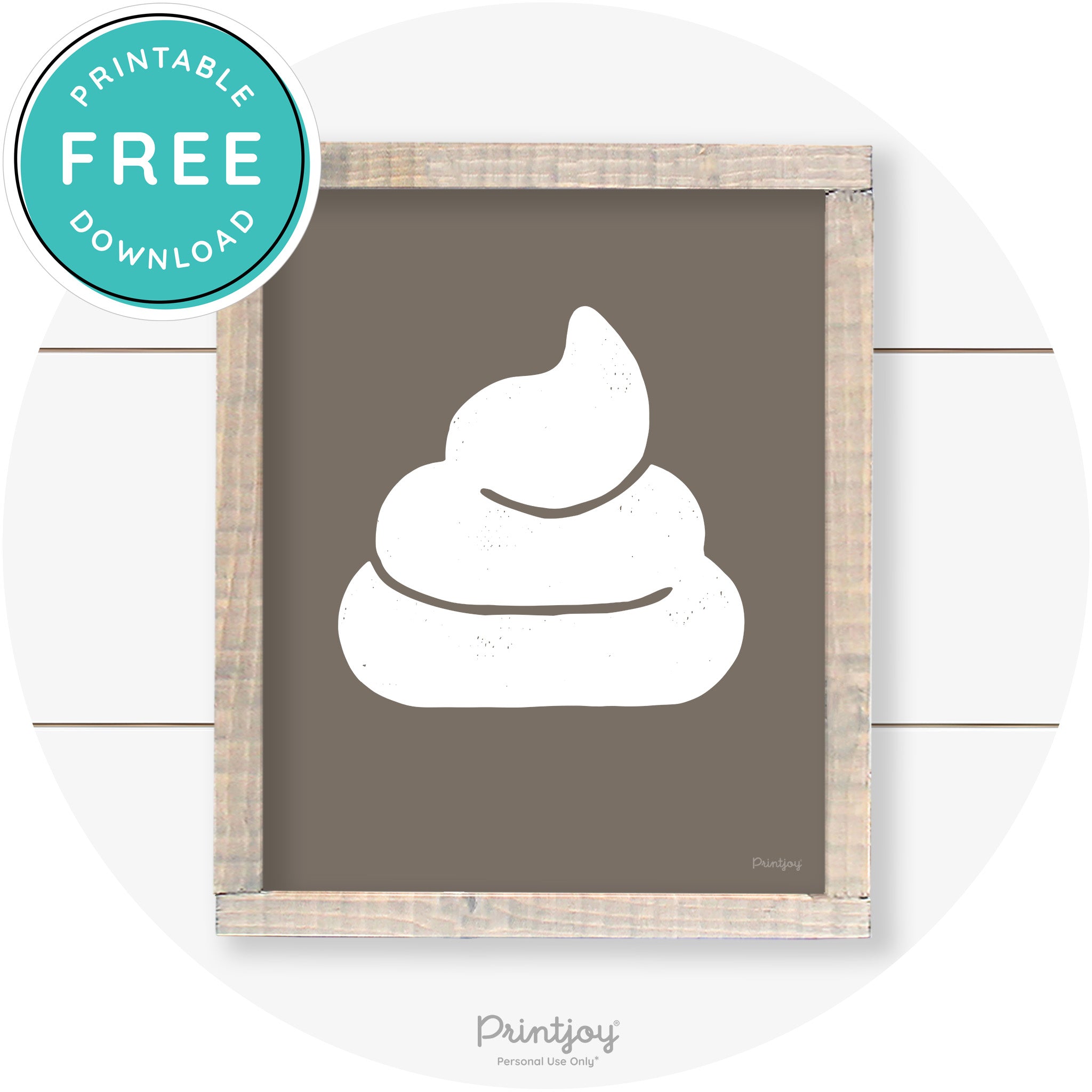 Poop Emoji Silhouette Funny Bathroom Sign Wall Art Free Printable